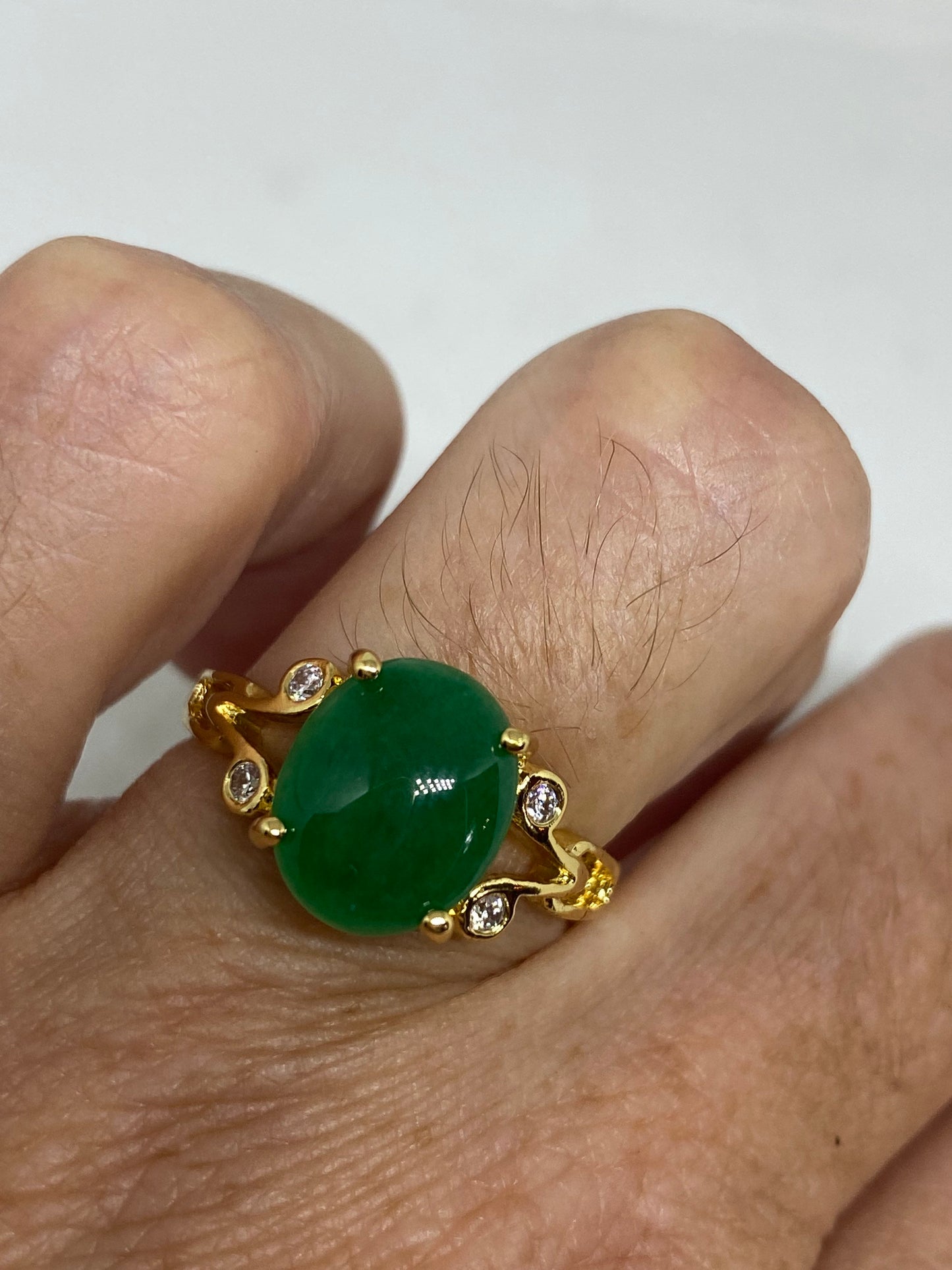 Vintage Lucky Green Nephrite Jade Ring