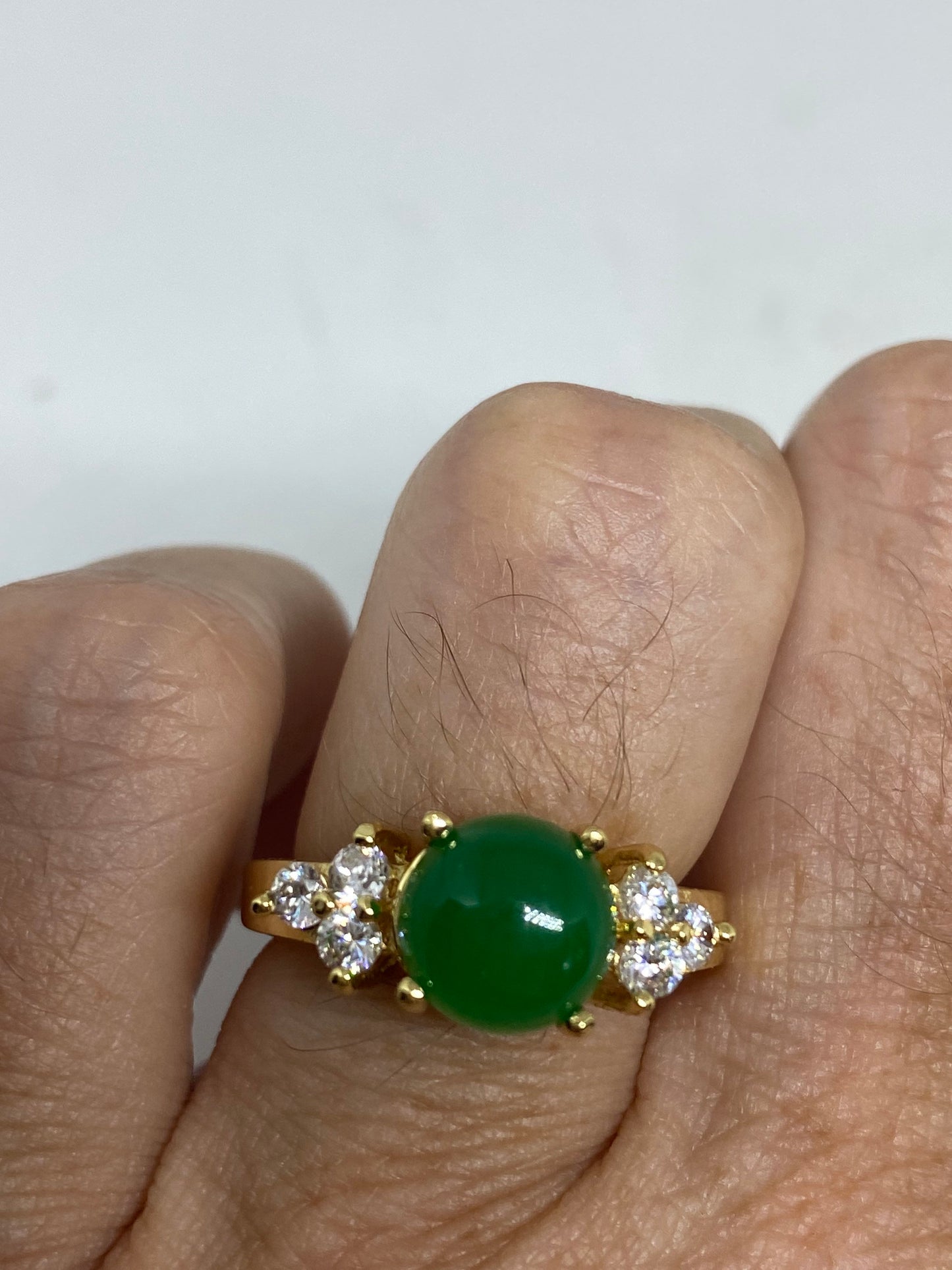 Vintage Lucky Green Nephrite Jade Ring