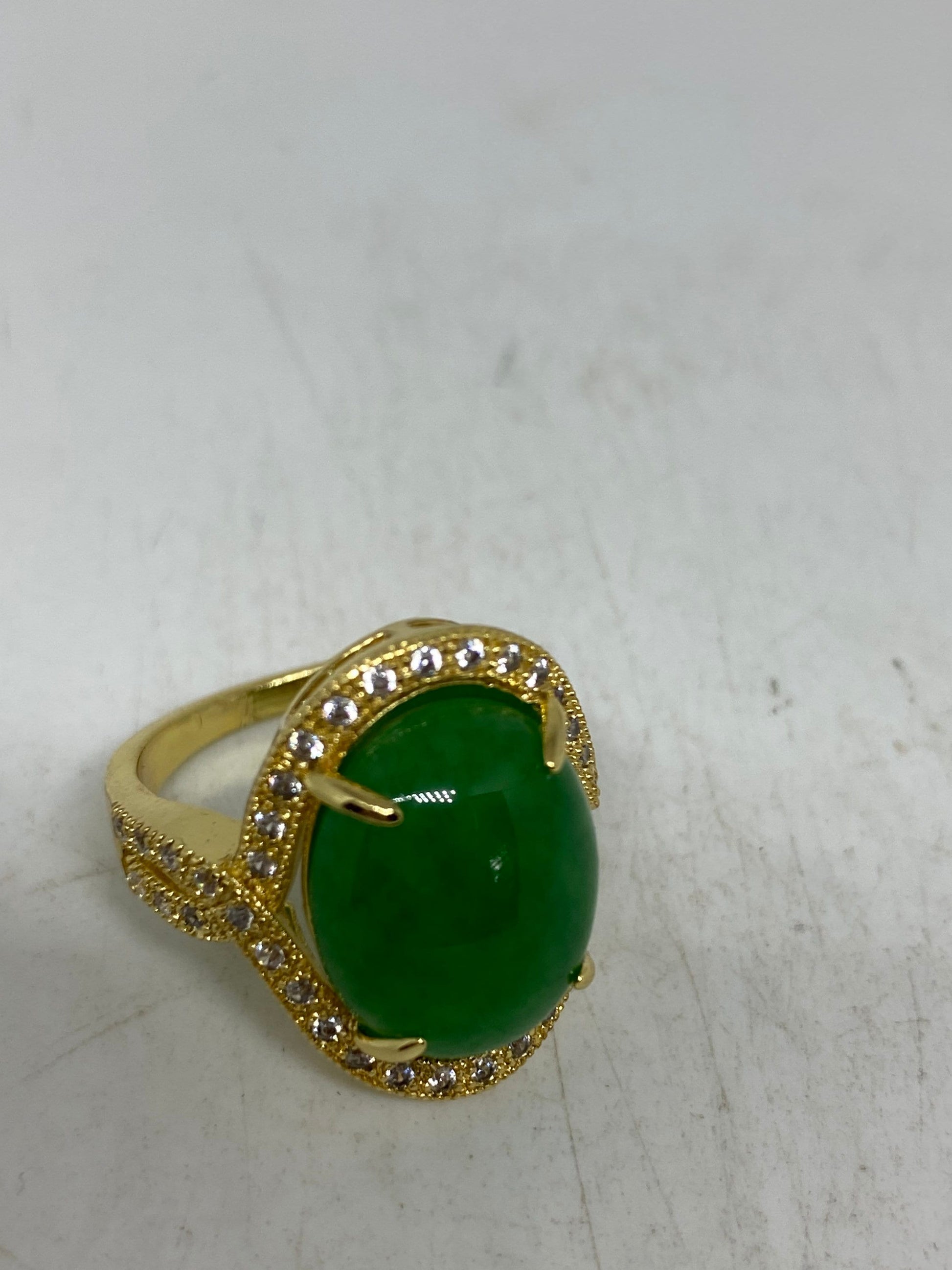 Vintage Lucky Green Nephrite Jade Ring