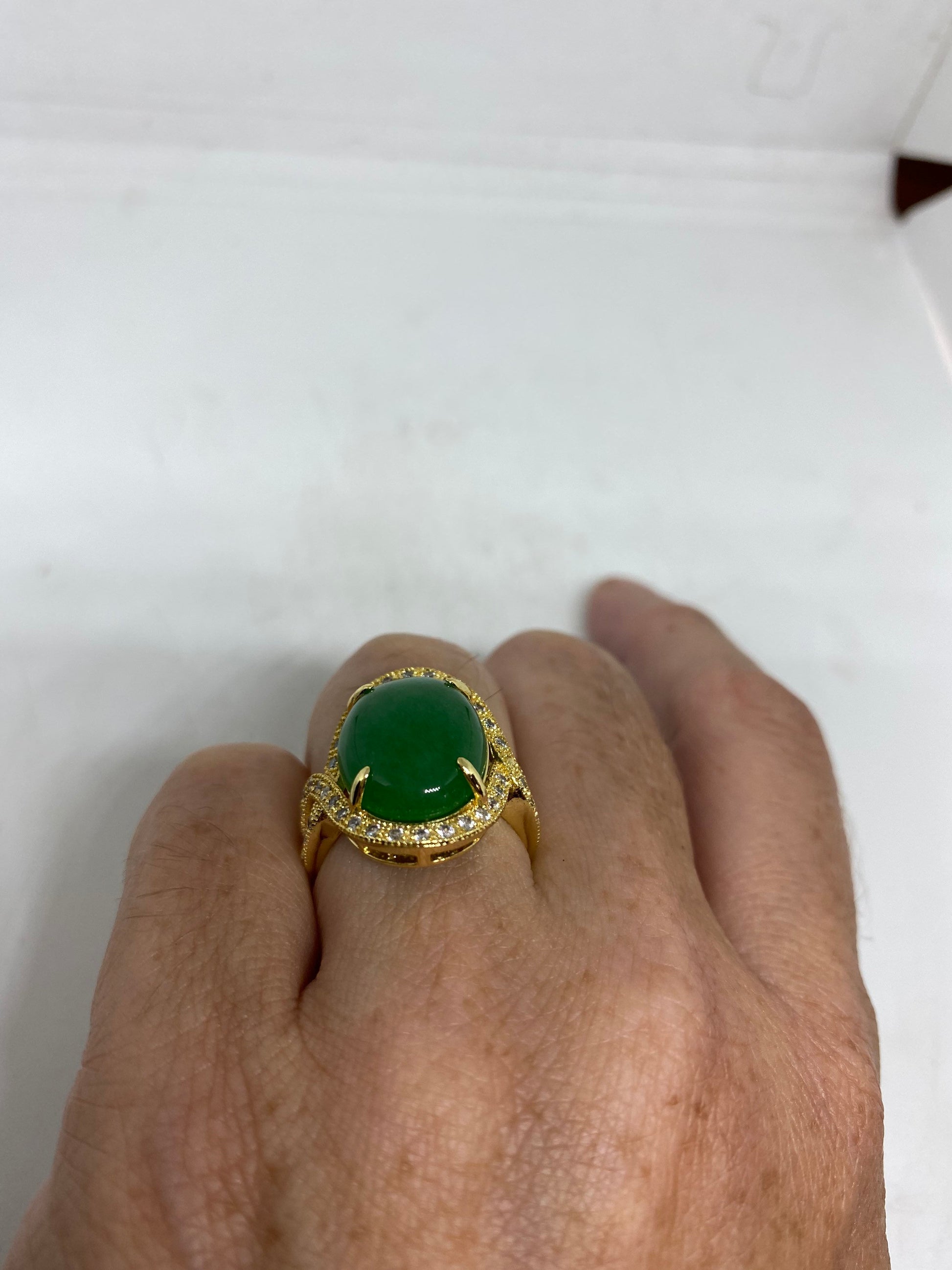 Vintage Lucky Green Nephrite Jade Ring