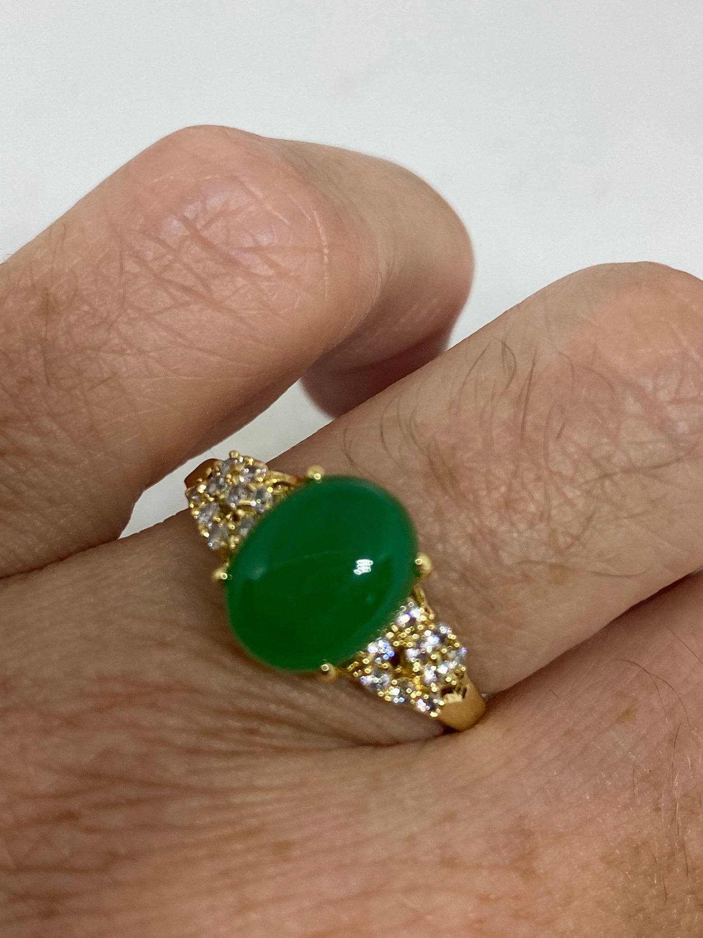 Vintage Lucky Green Nephrite Jade Ring