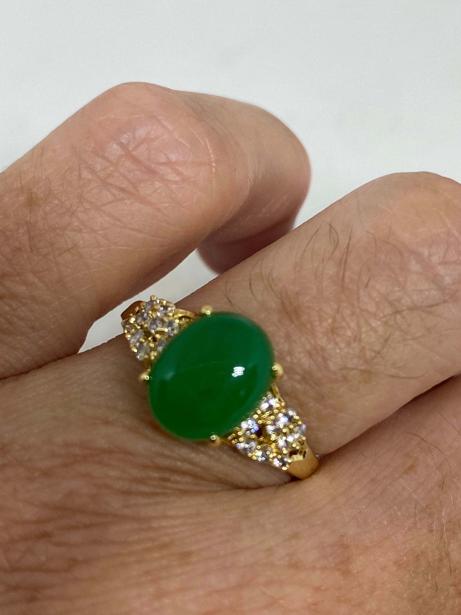 Vintage Lucky Green Nephrite Jade Ring