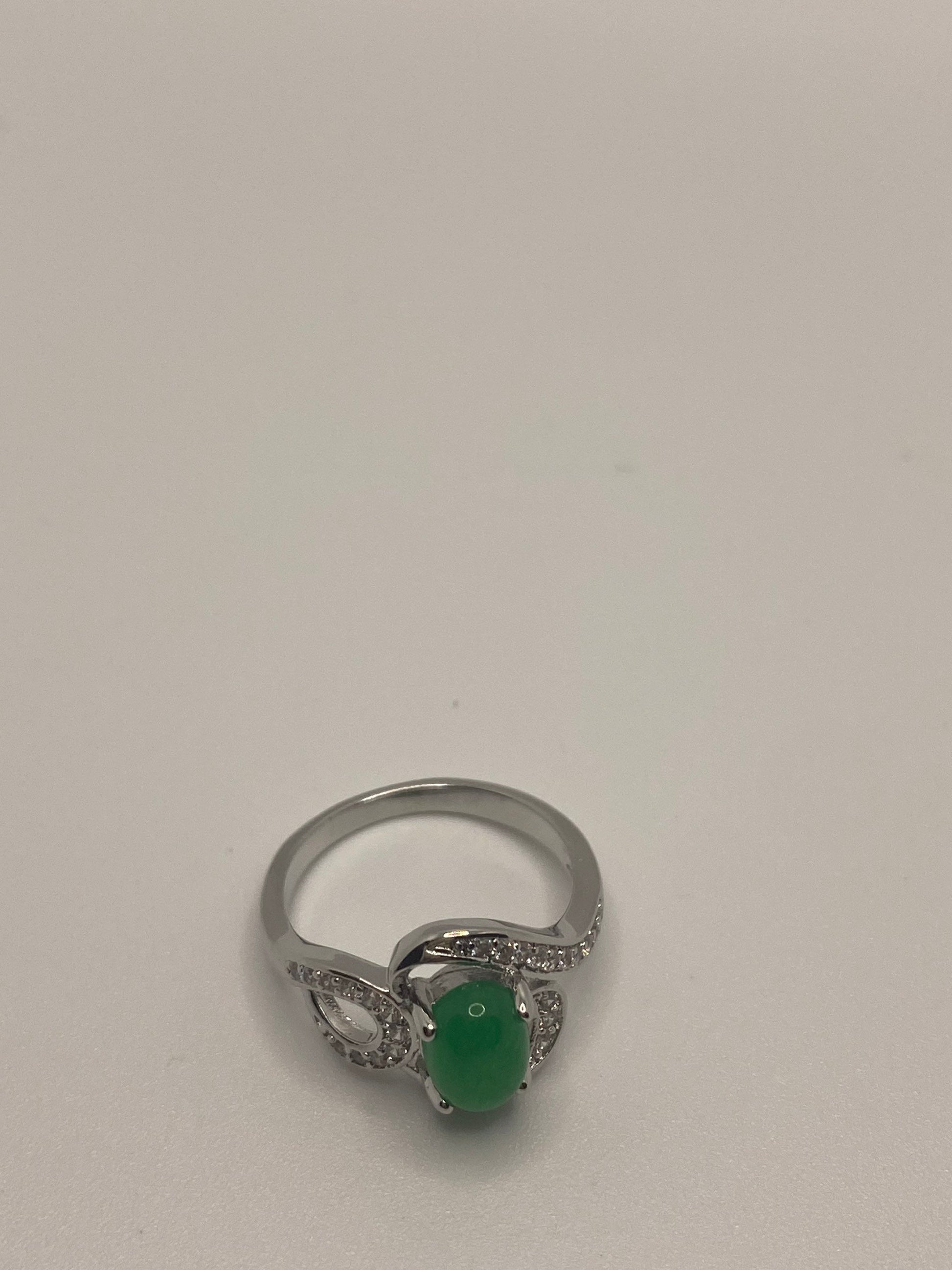 Vintage Lucky Green Nephrite Jade Cocktail Ring