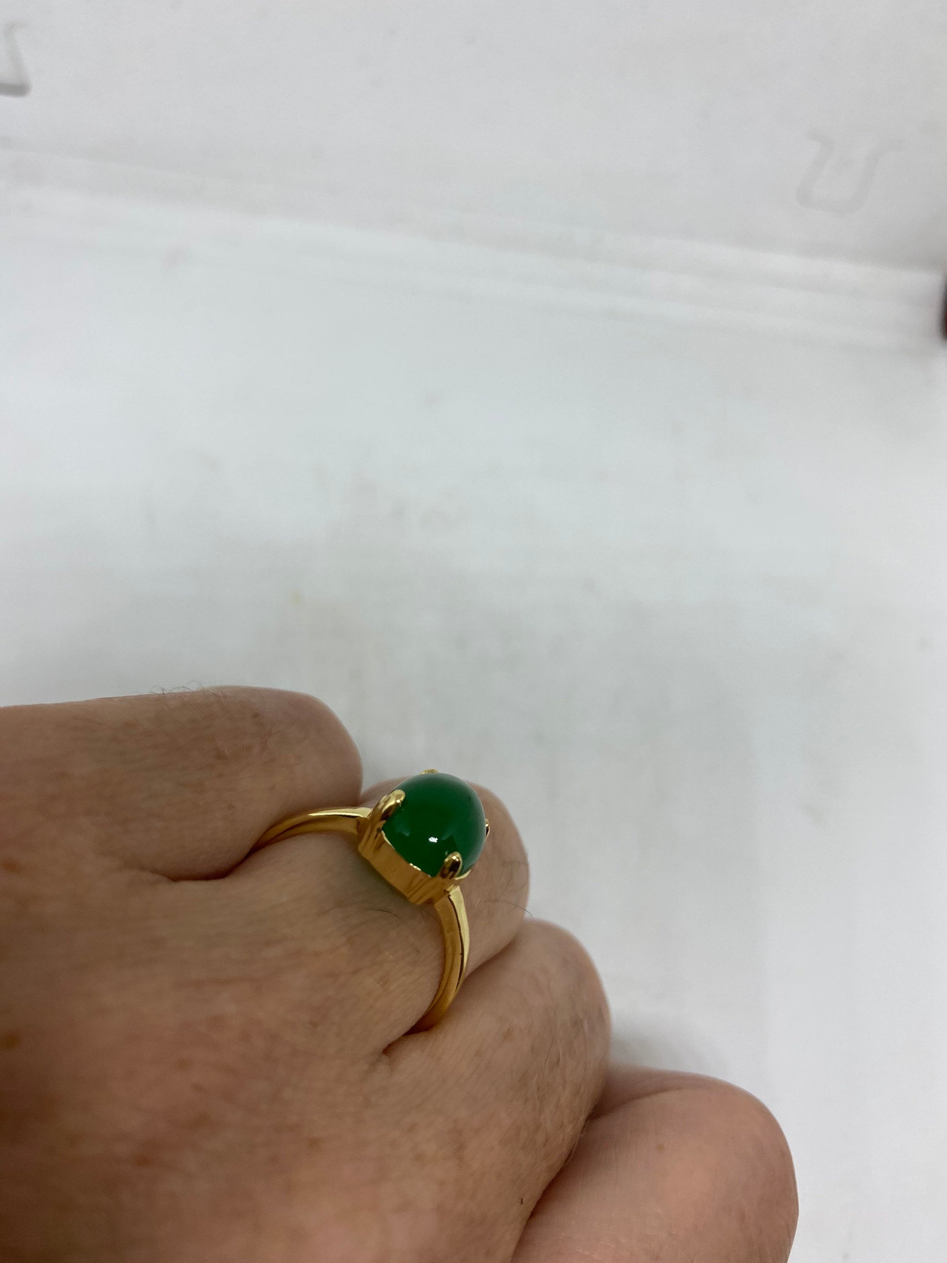 Vintage Lucky Green Nephrite Jade Ring