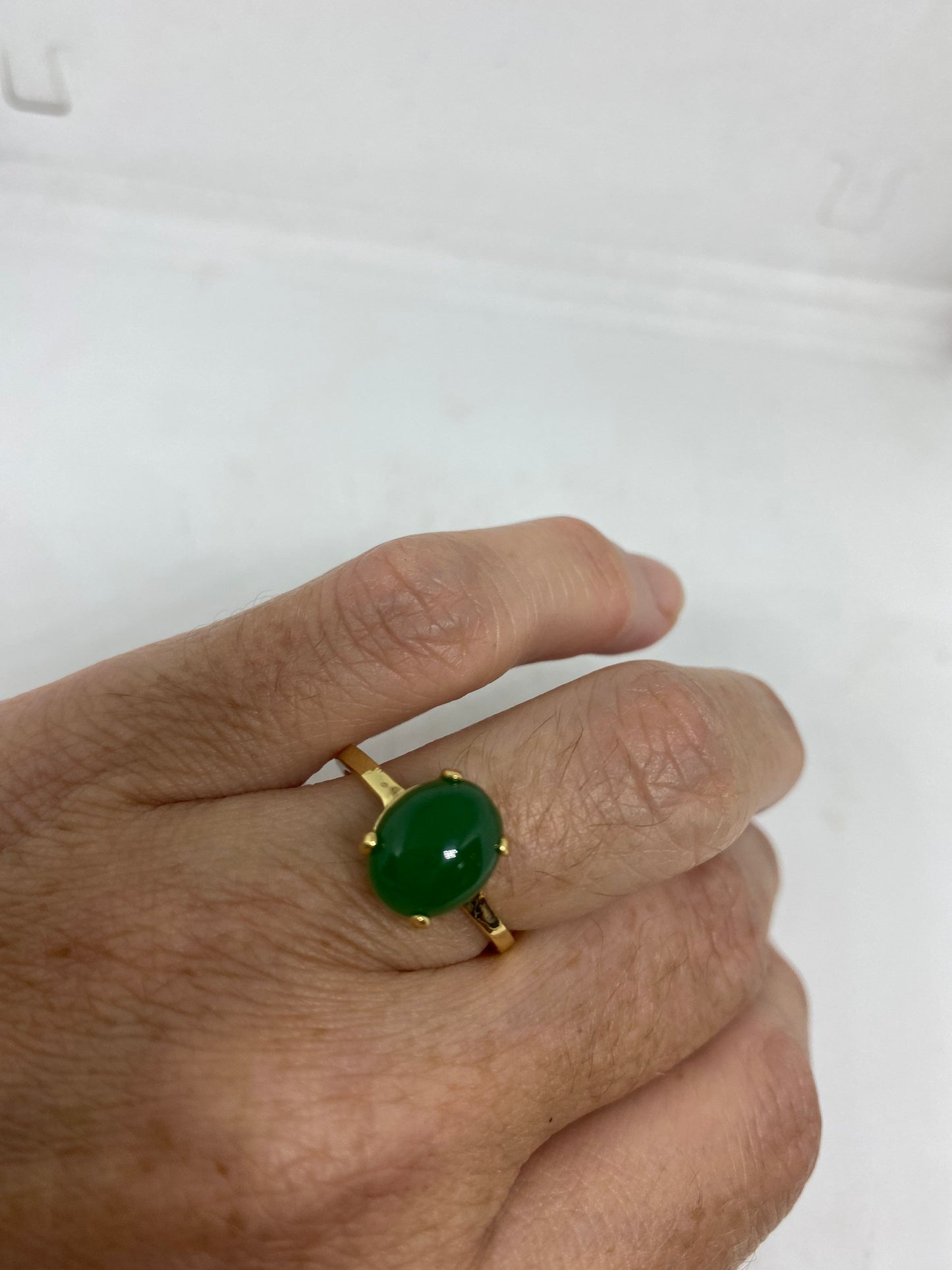 Vintage Lucky Green Nephrite Jade Ring