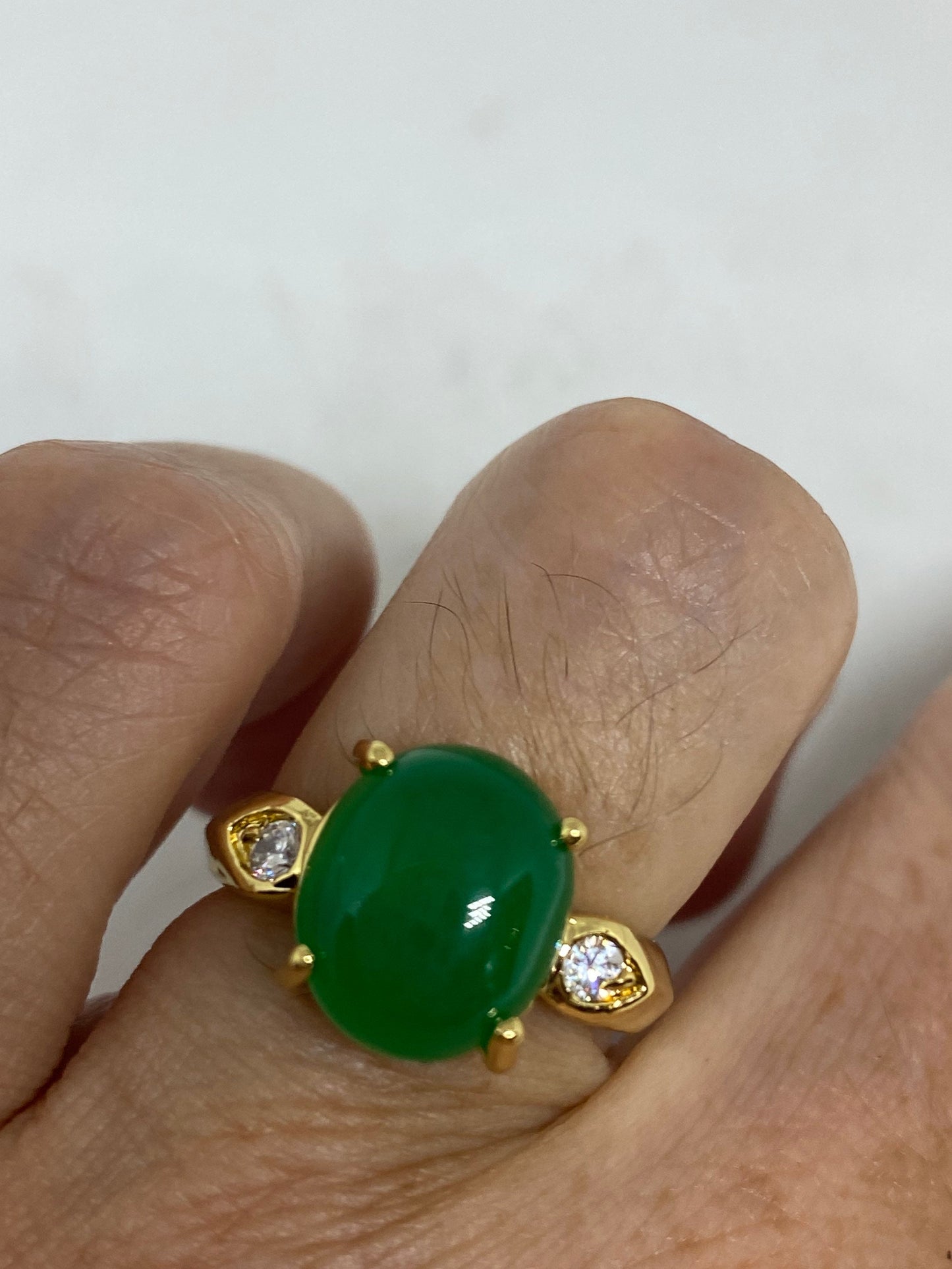 Vintage Lucky Green Nephrite Jade Ring