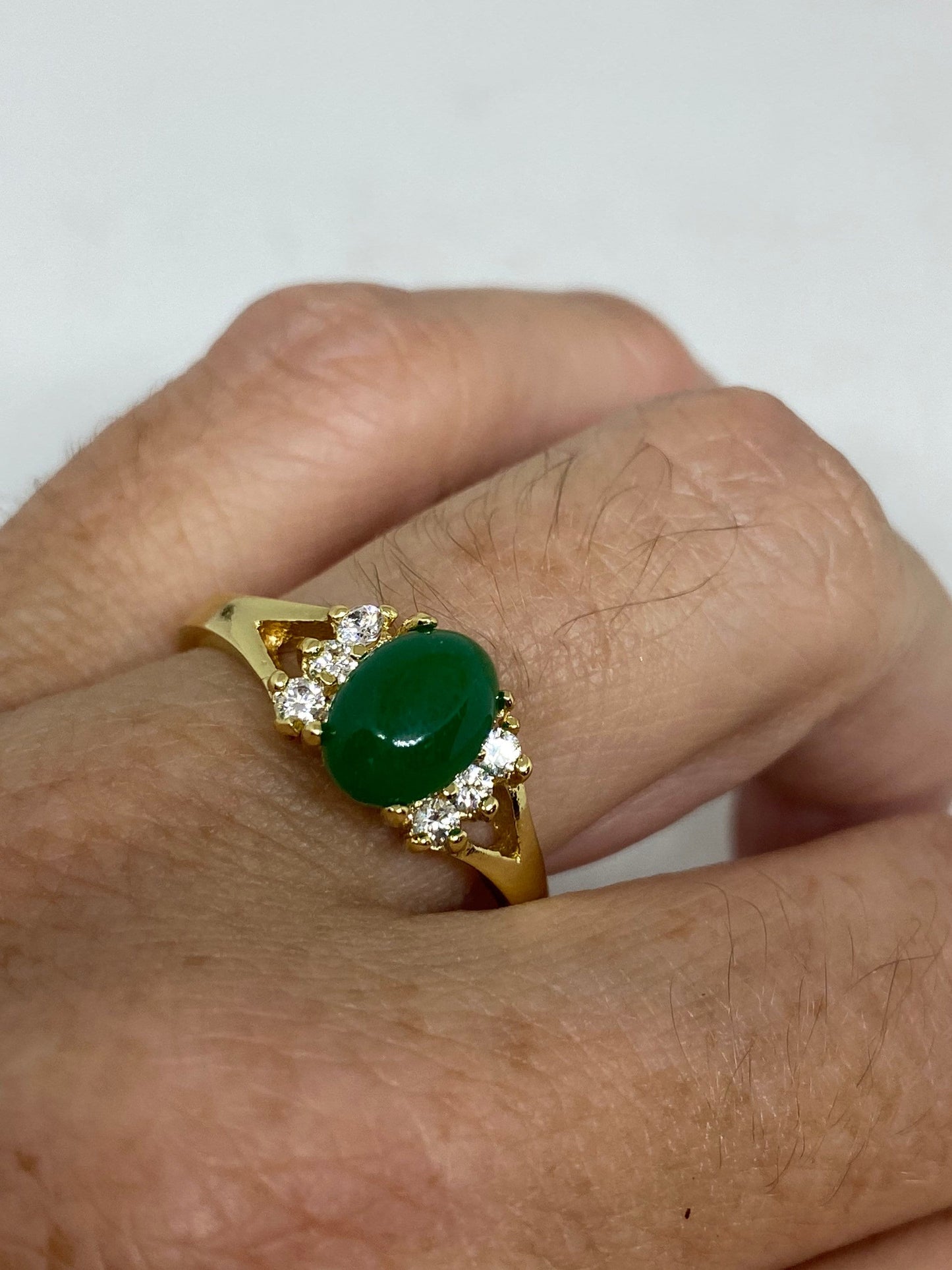 Vintage Lucky Green Nephrite Jade Ring