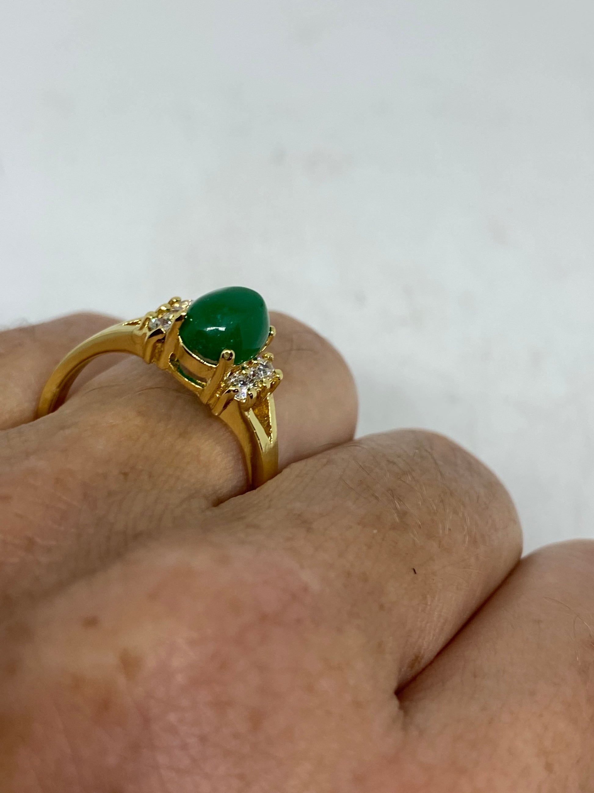 Vintage Lucky Green Nephrite Jade Ring