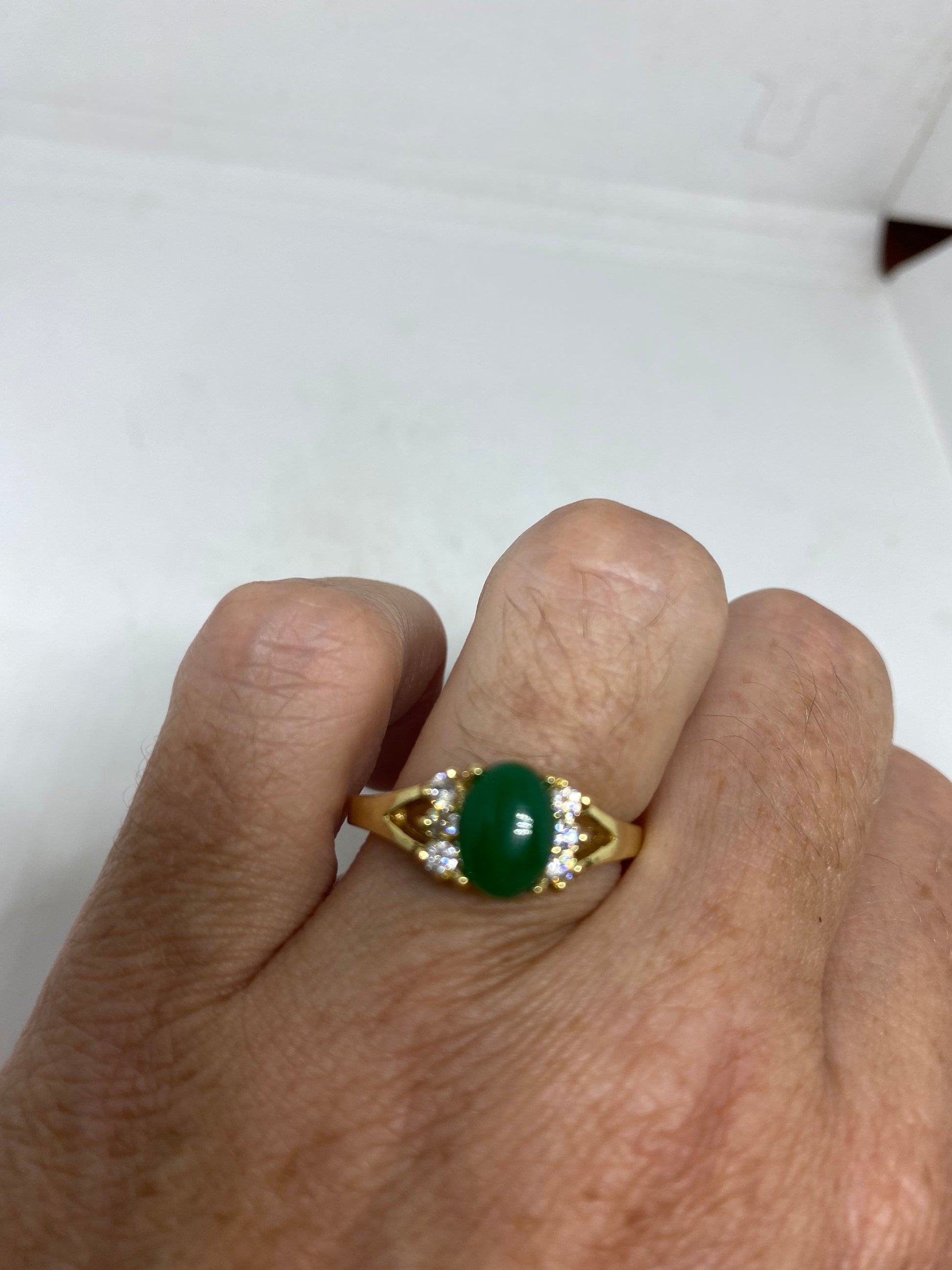 Vintage Lucky Green Nephrite Jade Ring