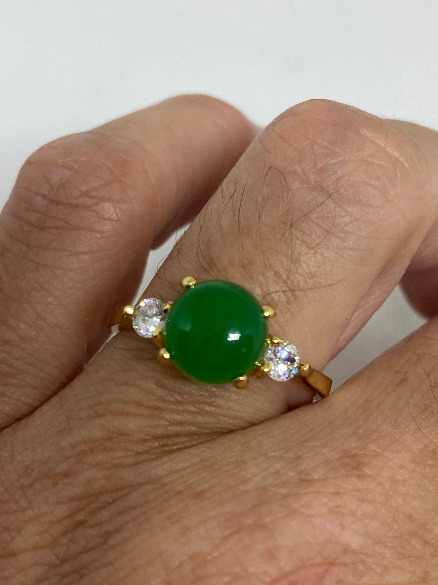 Vintage Lucky Green Nephrite Jade Ring