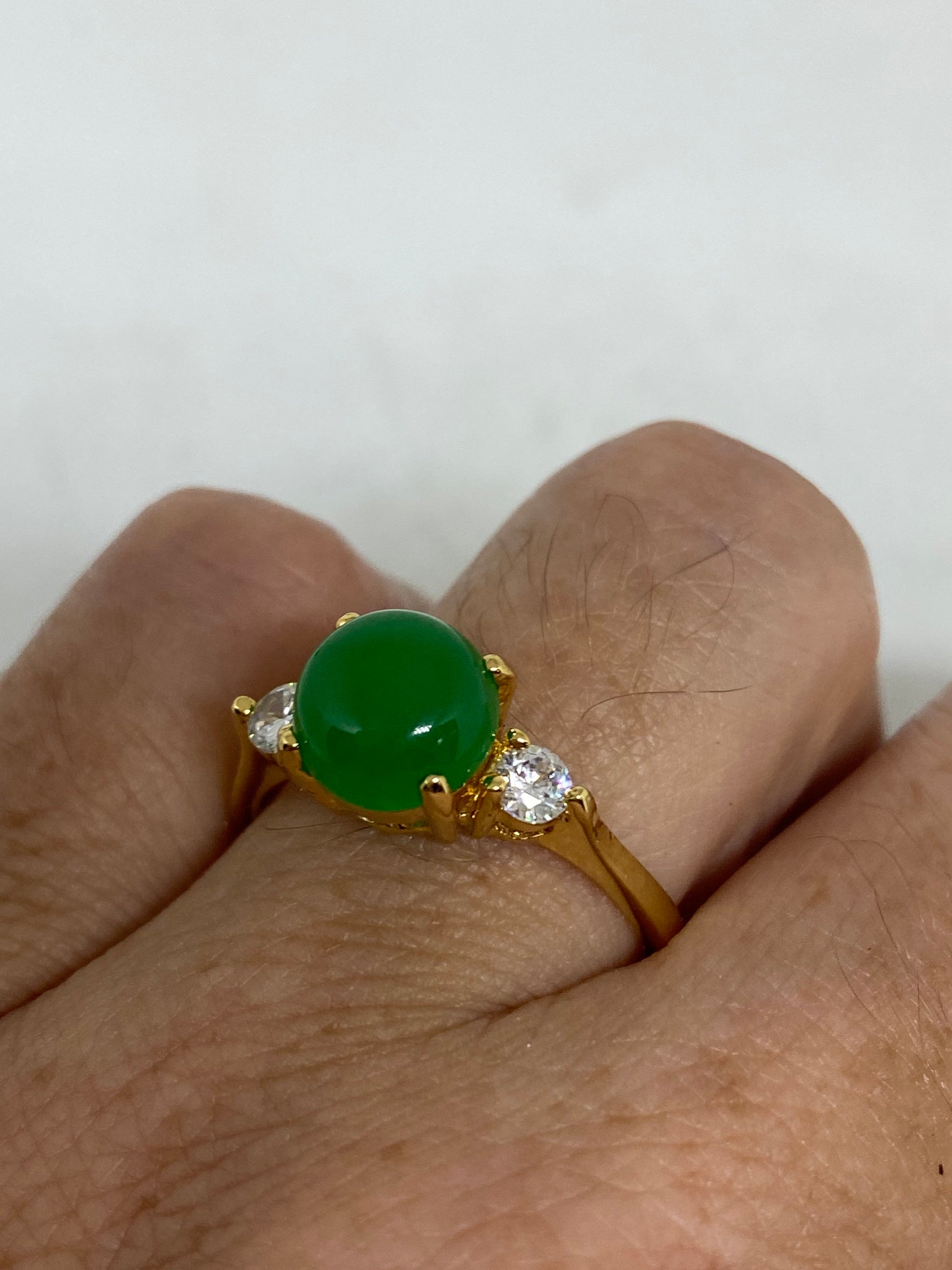 Vintage Lucky Green Nephrite Jade Ring