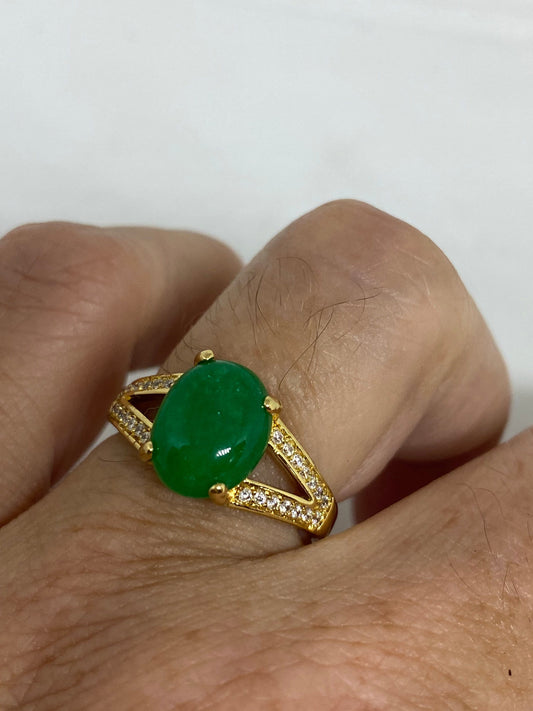 Vintage Lucky Green Nephrite Jade Ring