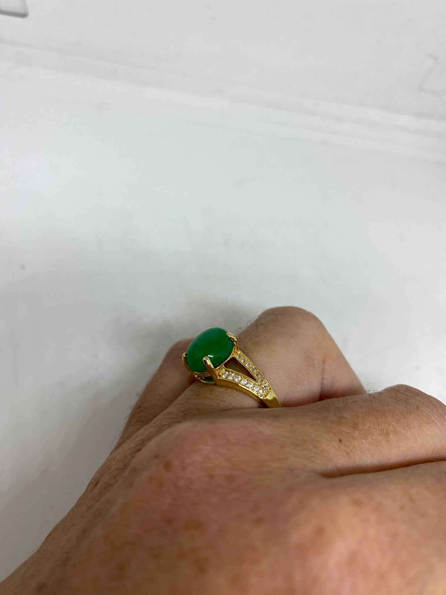 Vintage Lucky Green Nephrite Jade Ring