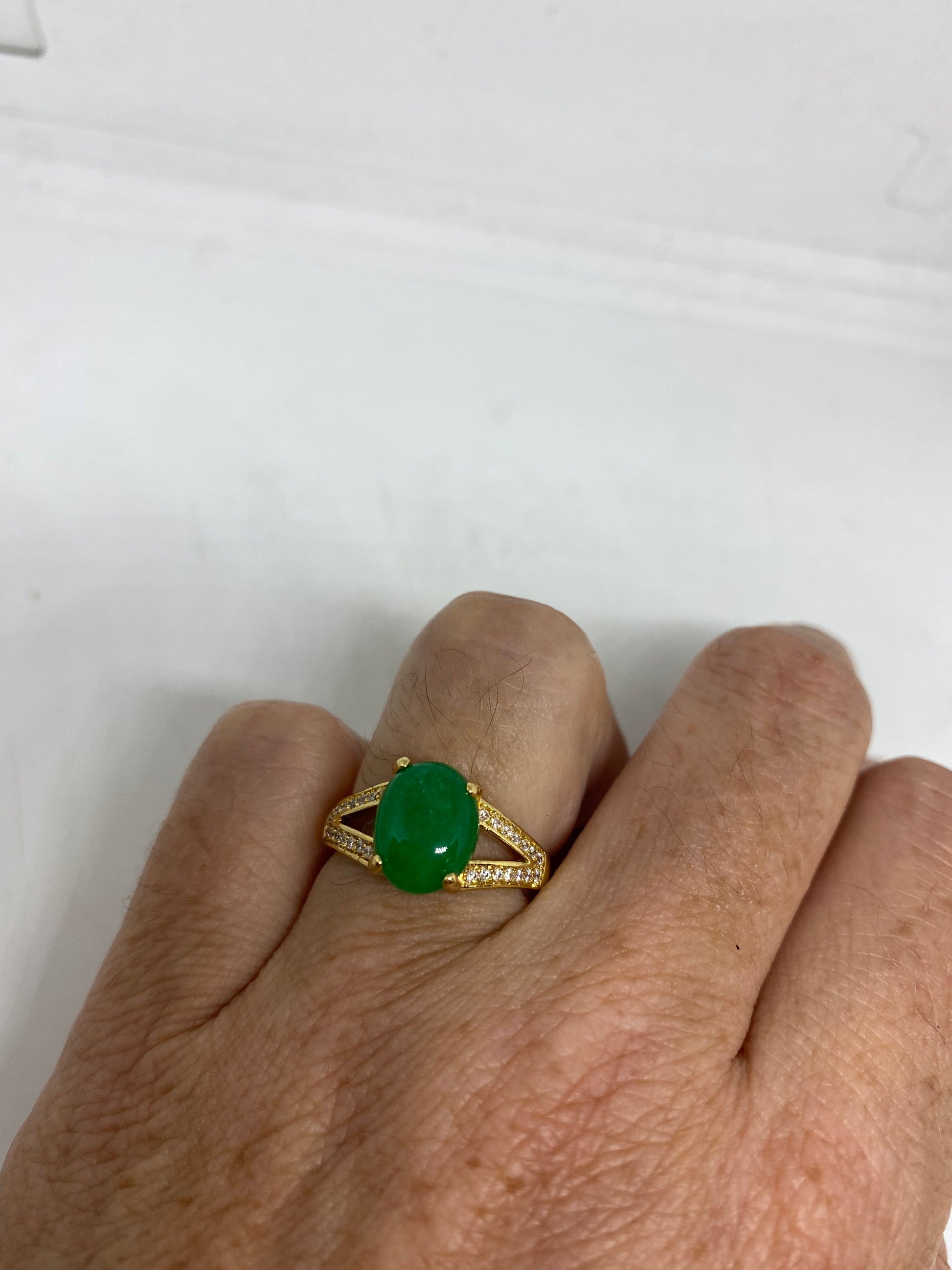 Vintage Lucky Green Nephrite Jade Ring