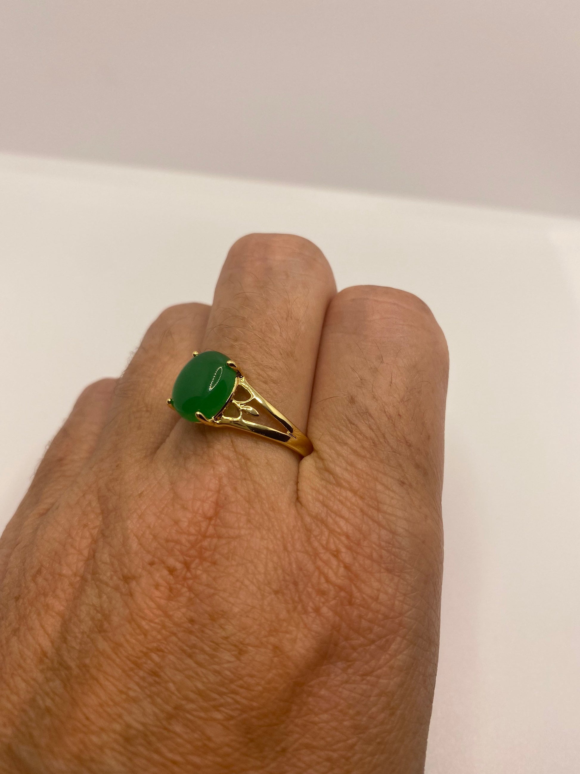 Vintage Lucky Green Nephrite Jade Ring