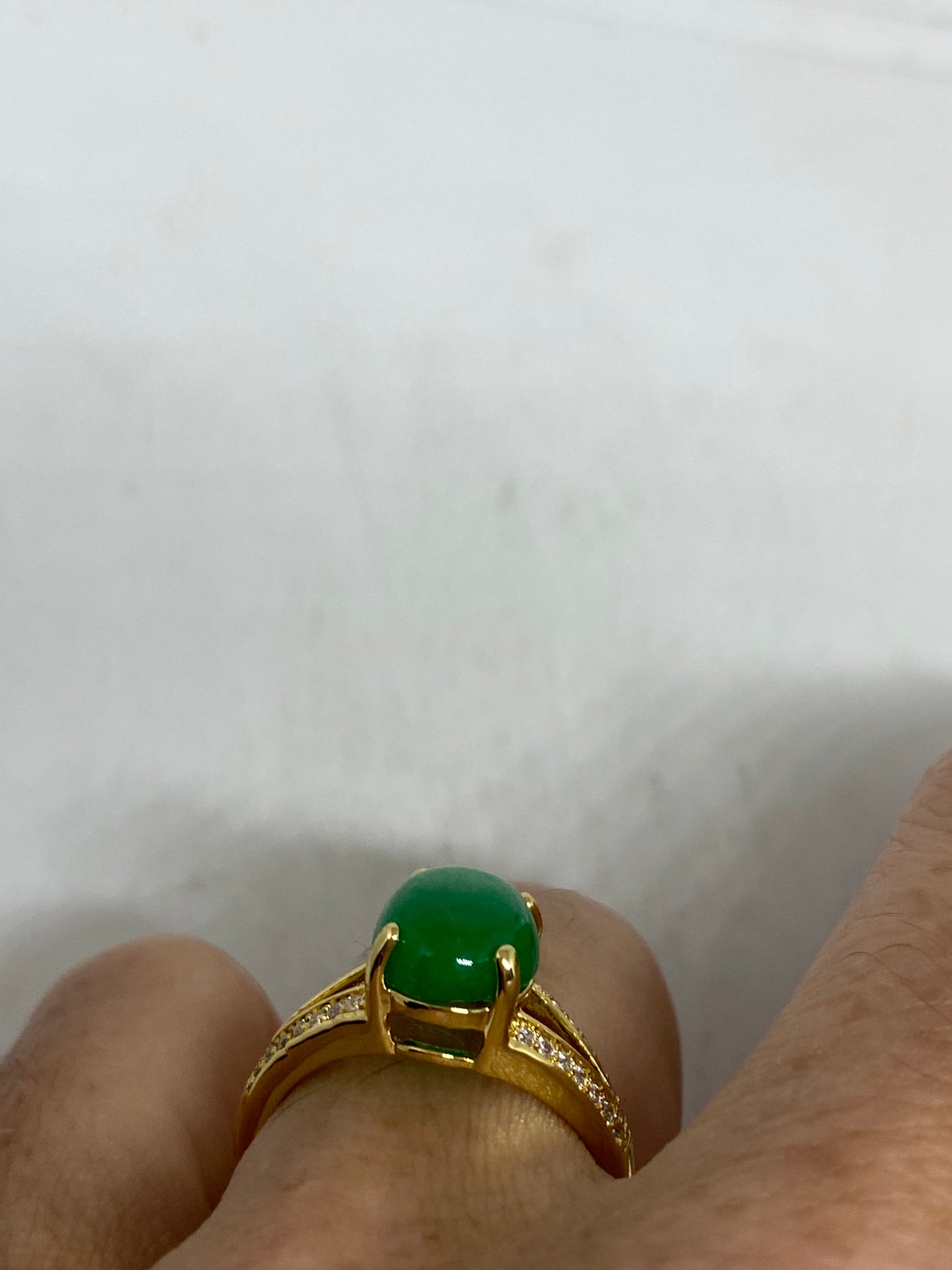 Vintage Lucky Green Nephrite Jade Ring