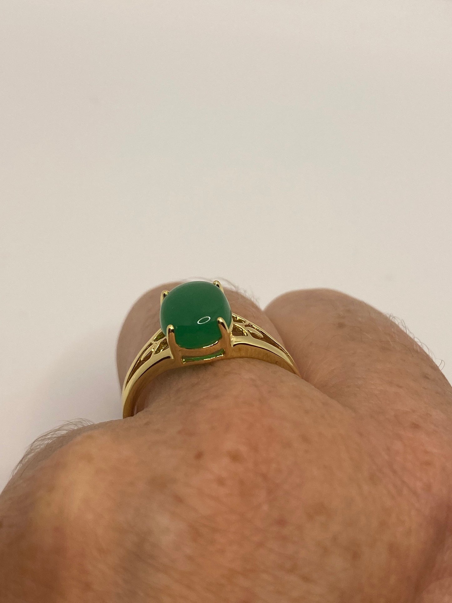 Vintage Lucky Green Nephrite Jade Ring