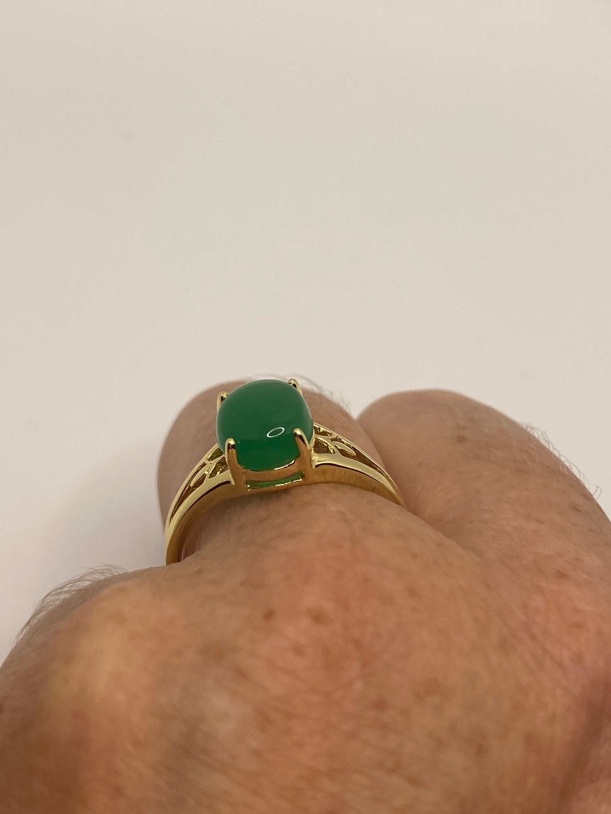 Vintage Lucky Green Nephrite Jade Ring