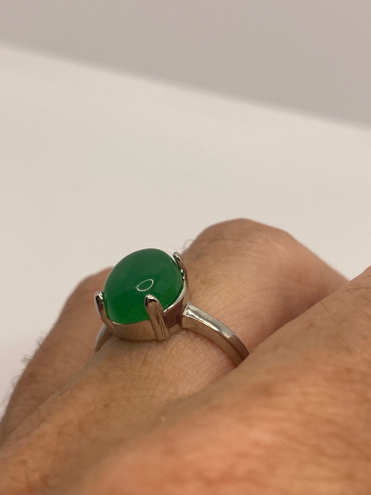 Vintage Lucky Green Nephrite Jade Ring