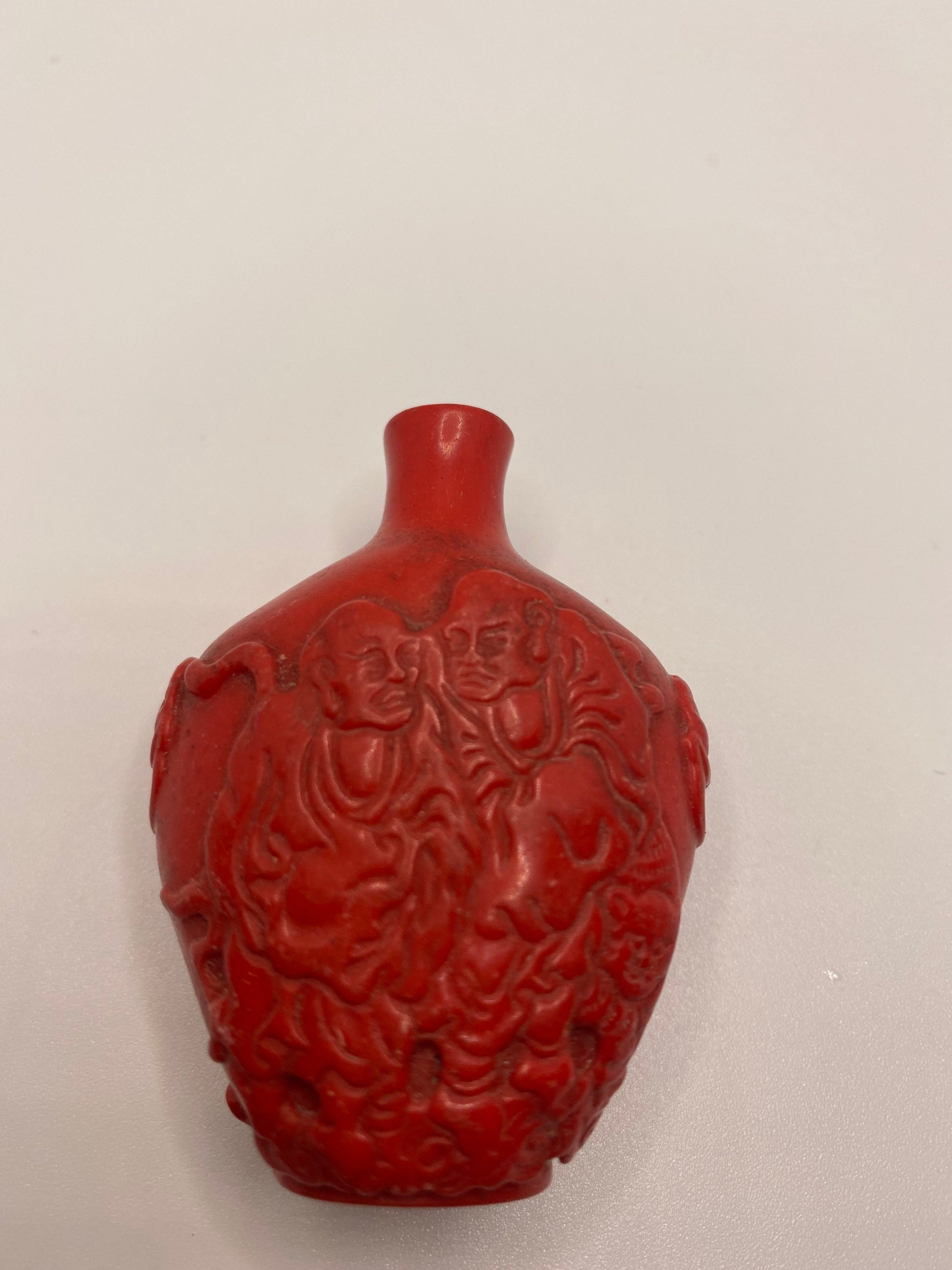 Vintage Dragon Bottle Snuff Perfume Flask Cinnabar Resin