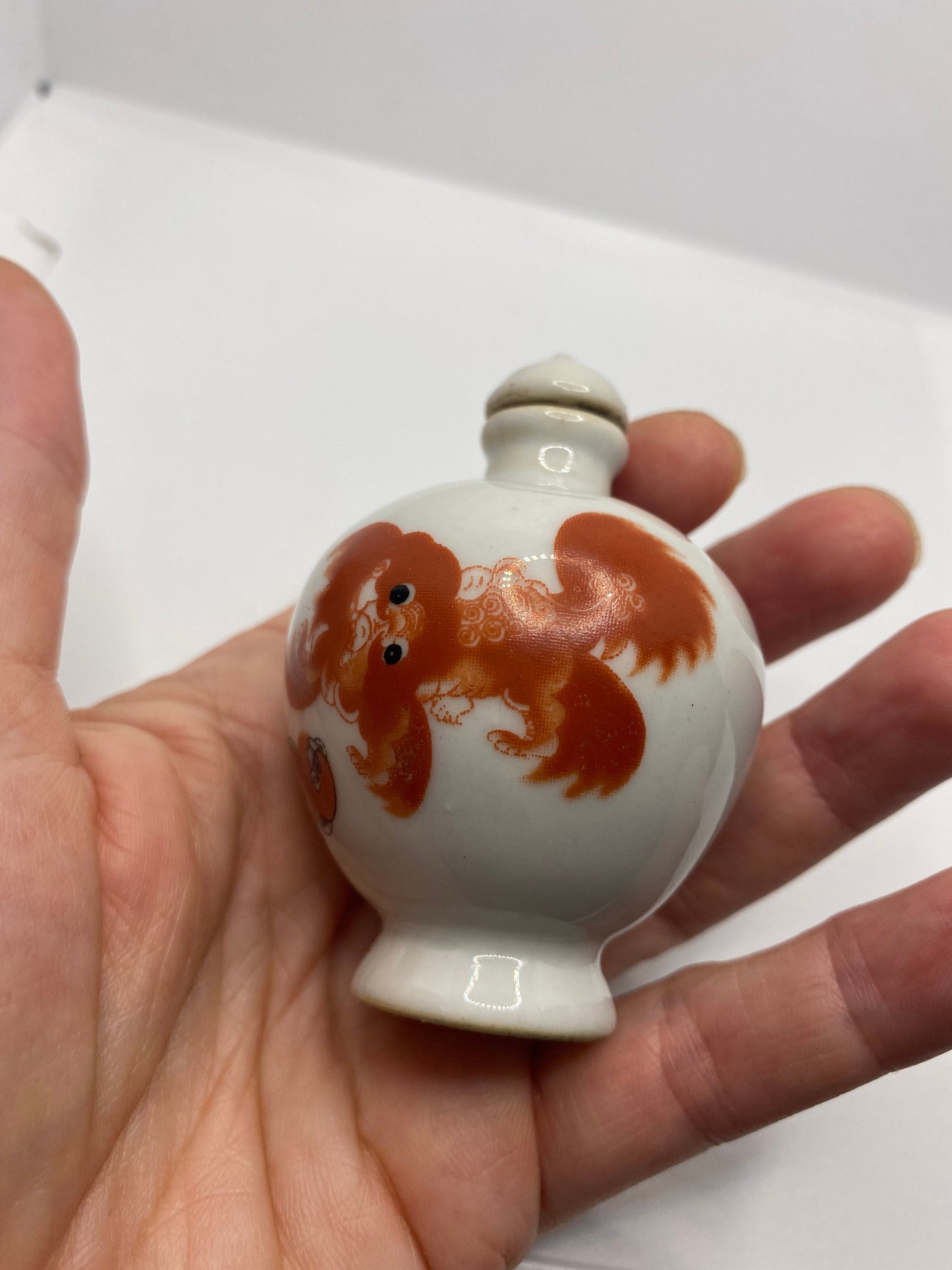 Vintage Dragon Bottle Snuff Perfume Flask Hand Painted Porcelain