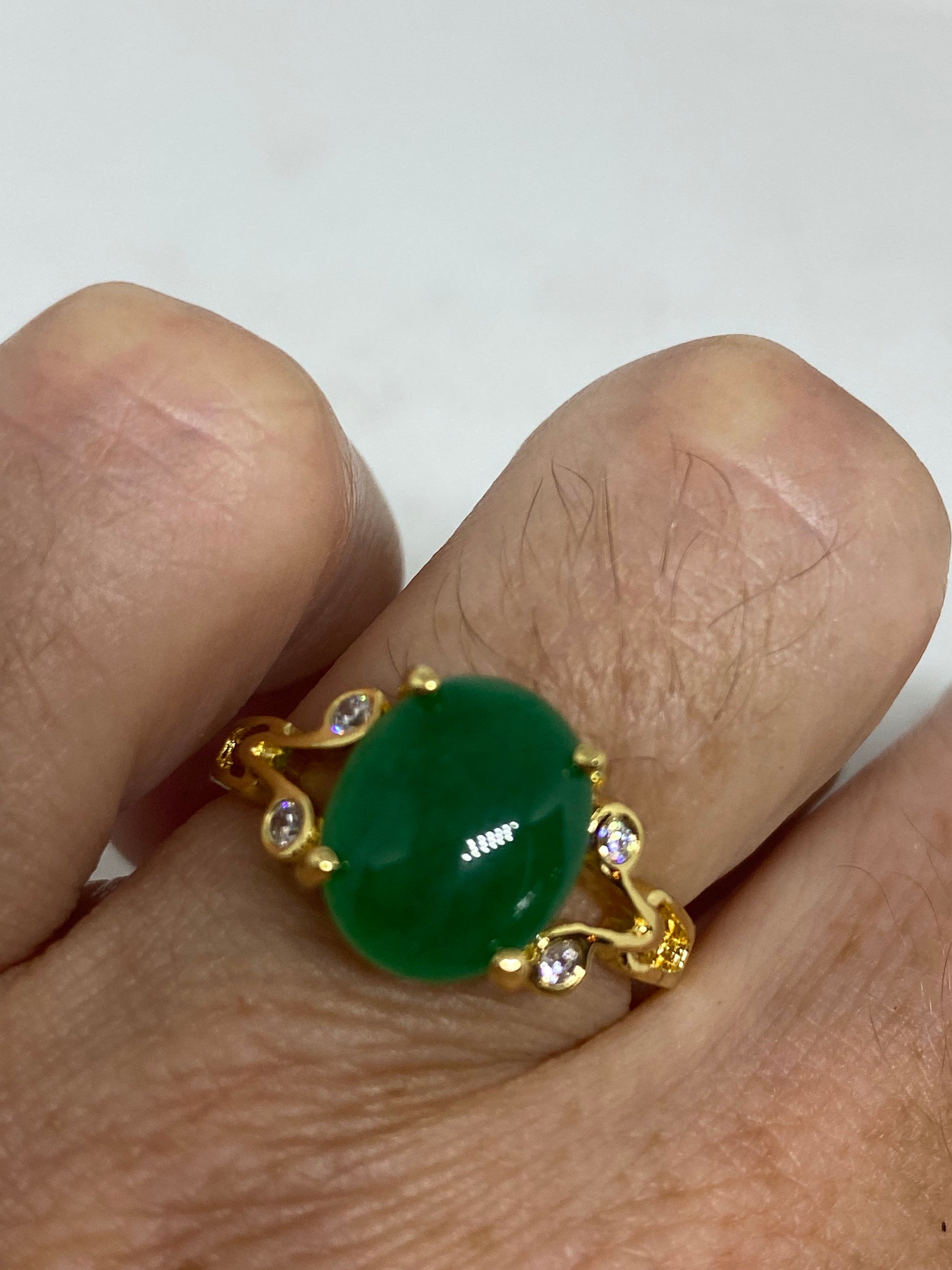 Vintage Lucky Green Nephrite Jade Ring