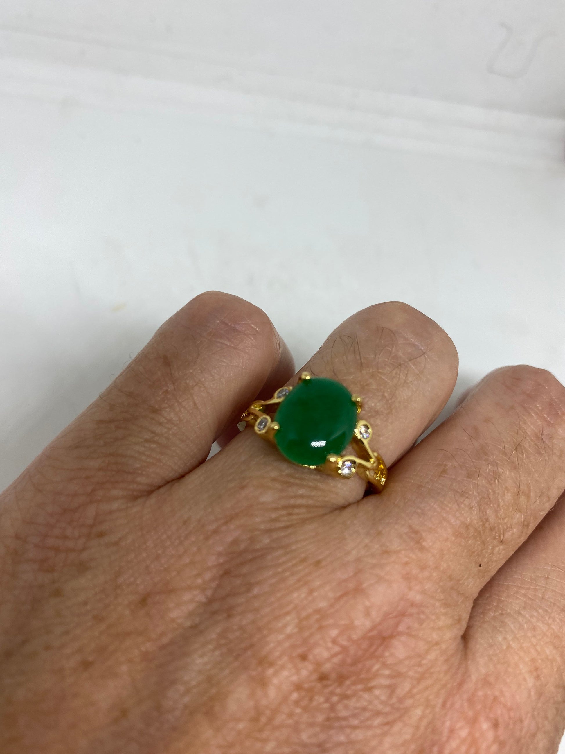 Vintage Lucky Green Nephrite Jade Ring