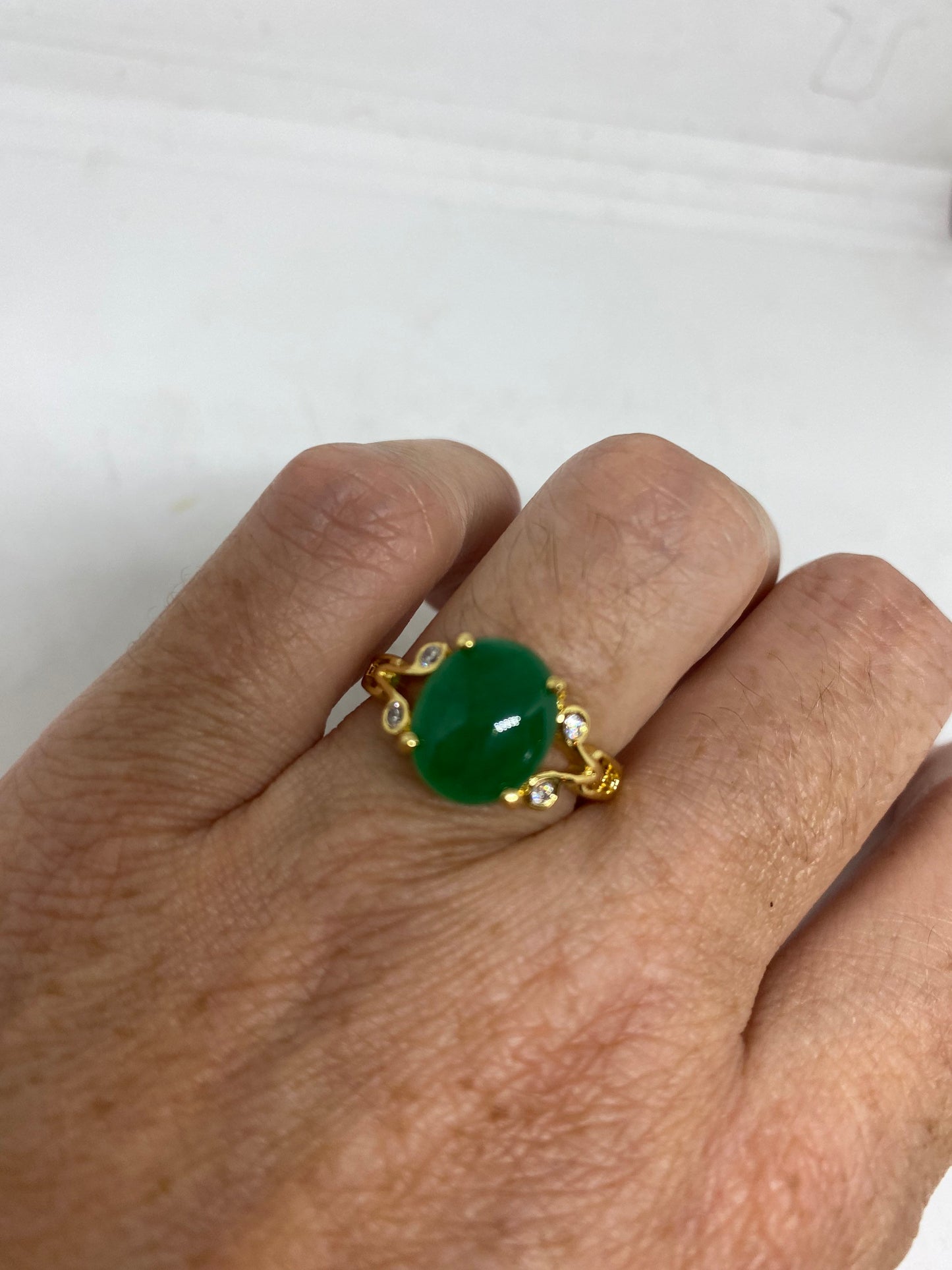 Vintage Lucky Green Nephrite Jade Ring