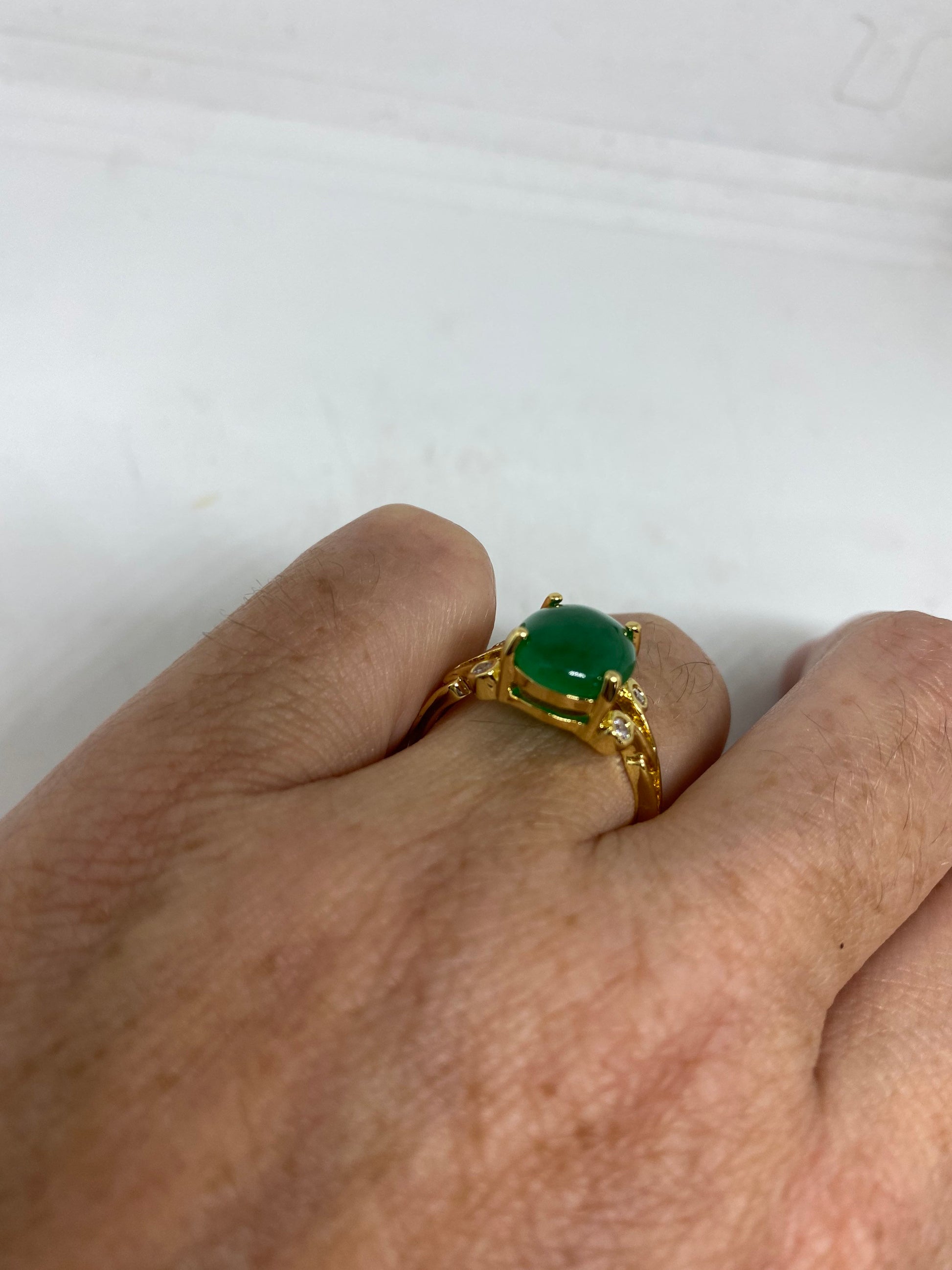 Vintage Lucky Green Nephrite Jade Ring