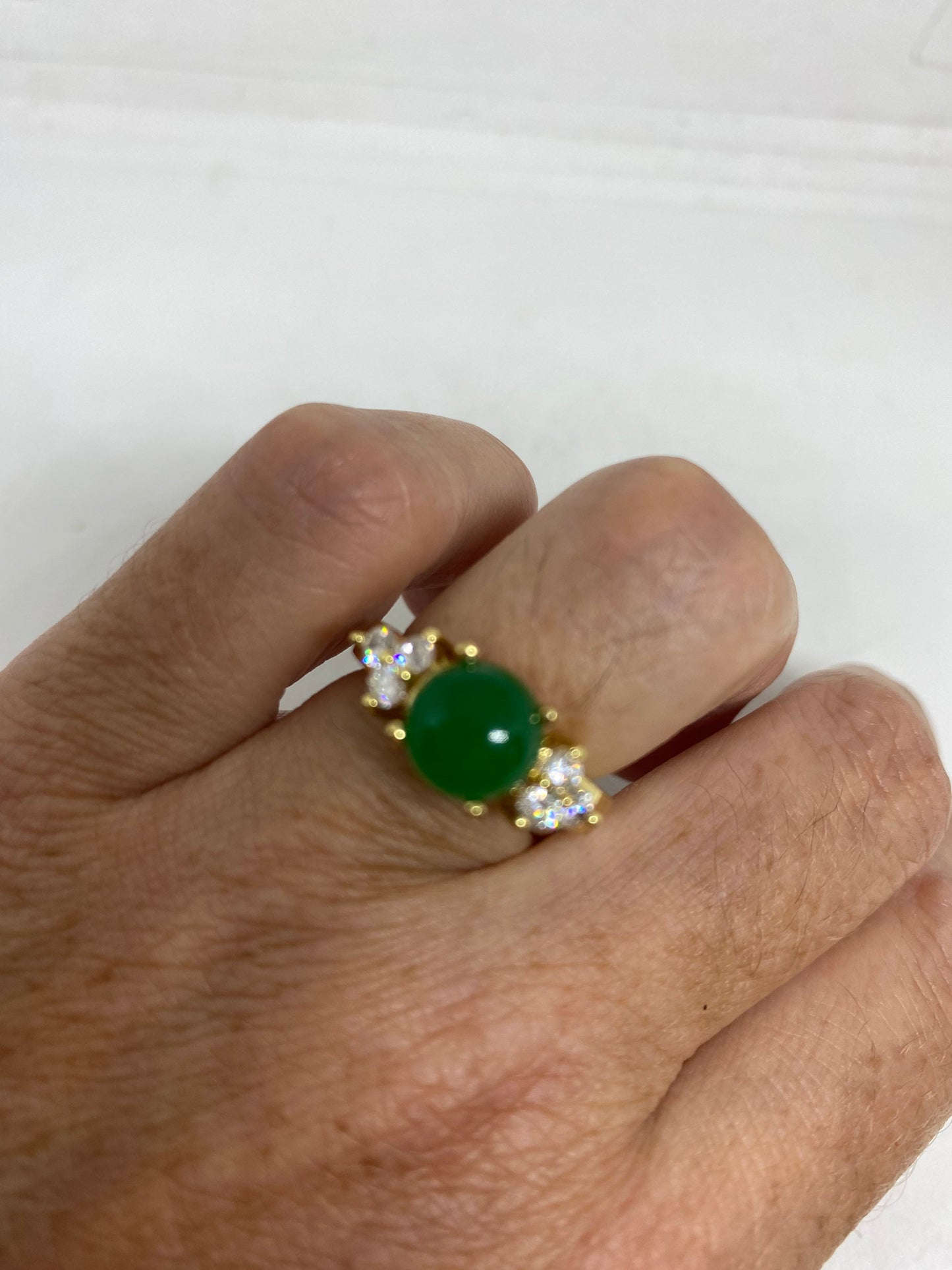 Vintage Lucky Green Nephrite Jade Ring