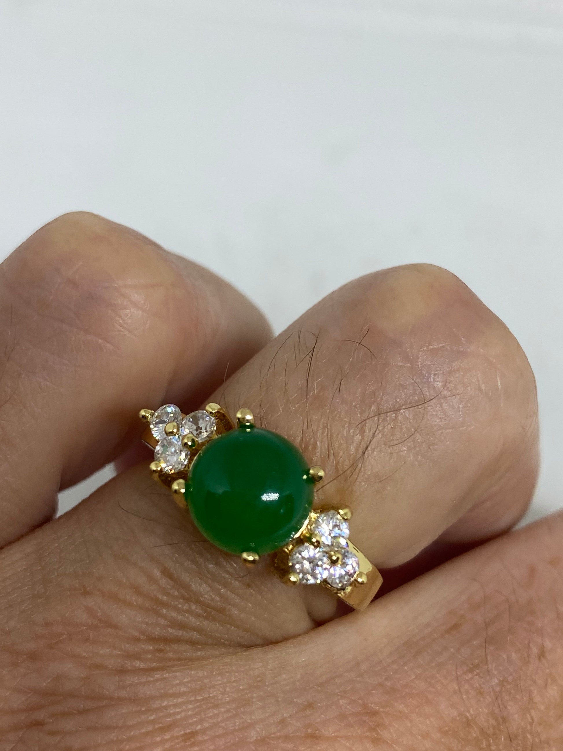 Vintage Lucky Green Nephrite Jade Ring