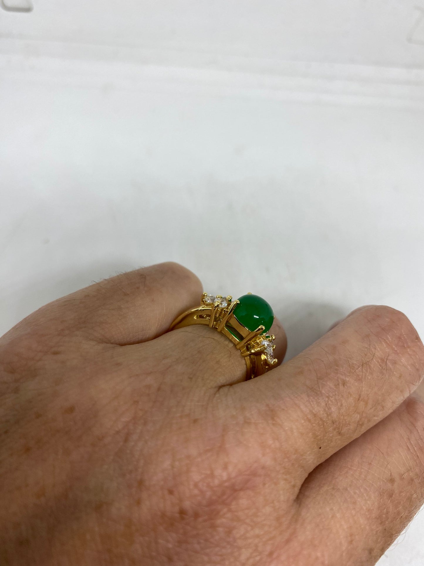 Vintage Lucky Green Nephrite Jade Ring