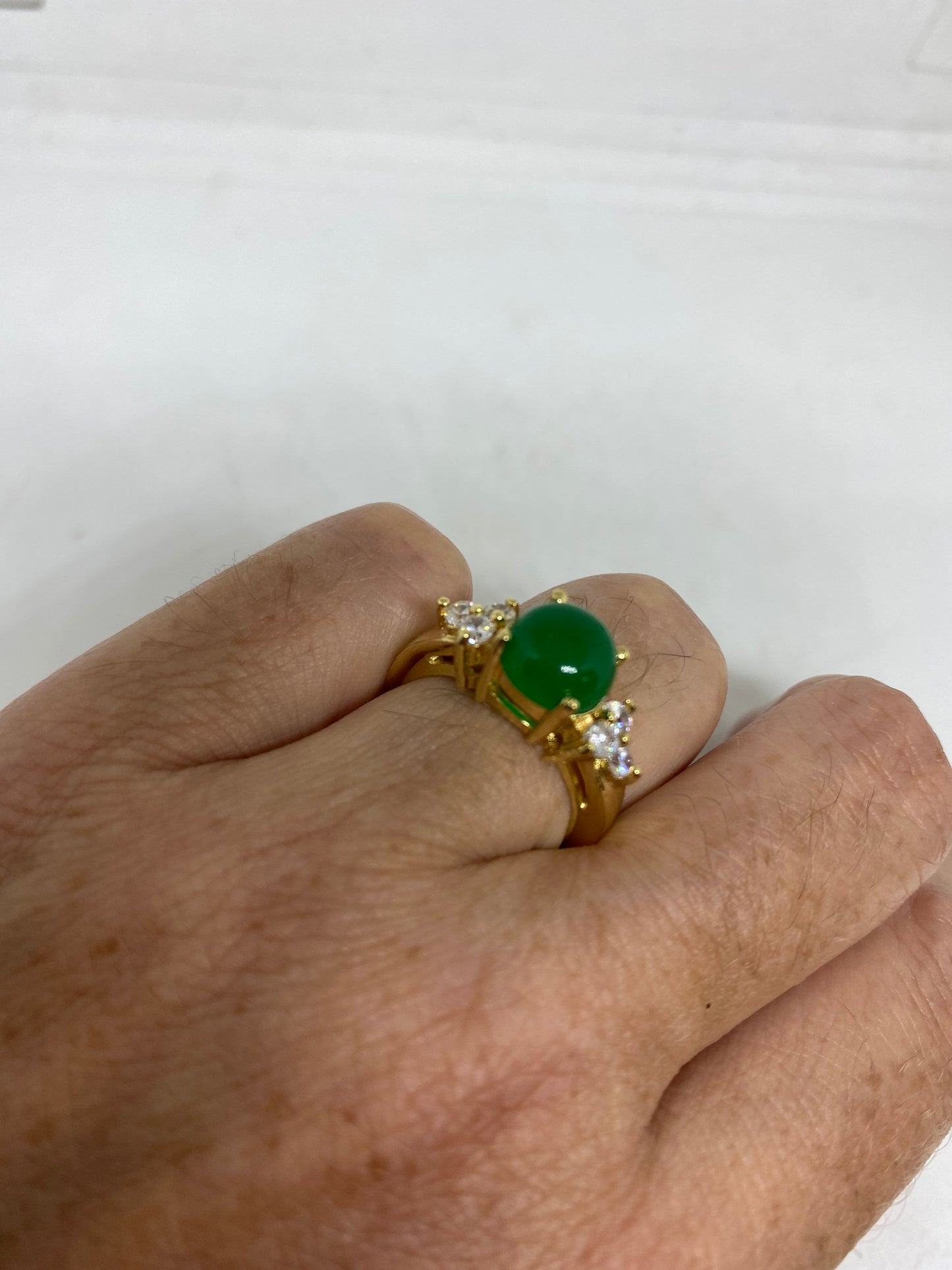 Vintage Lucky Green Nephrite Jade Ring