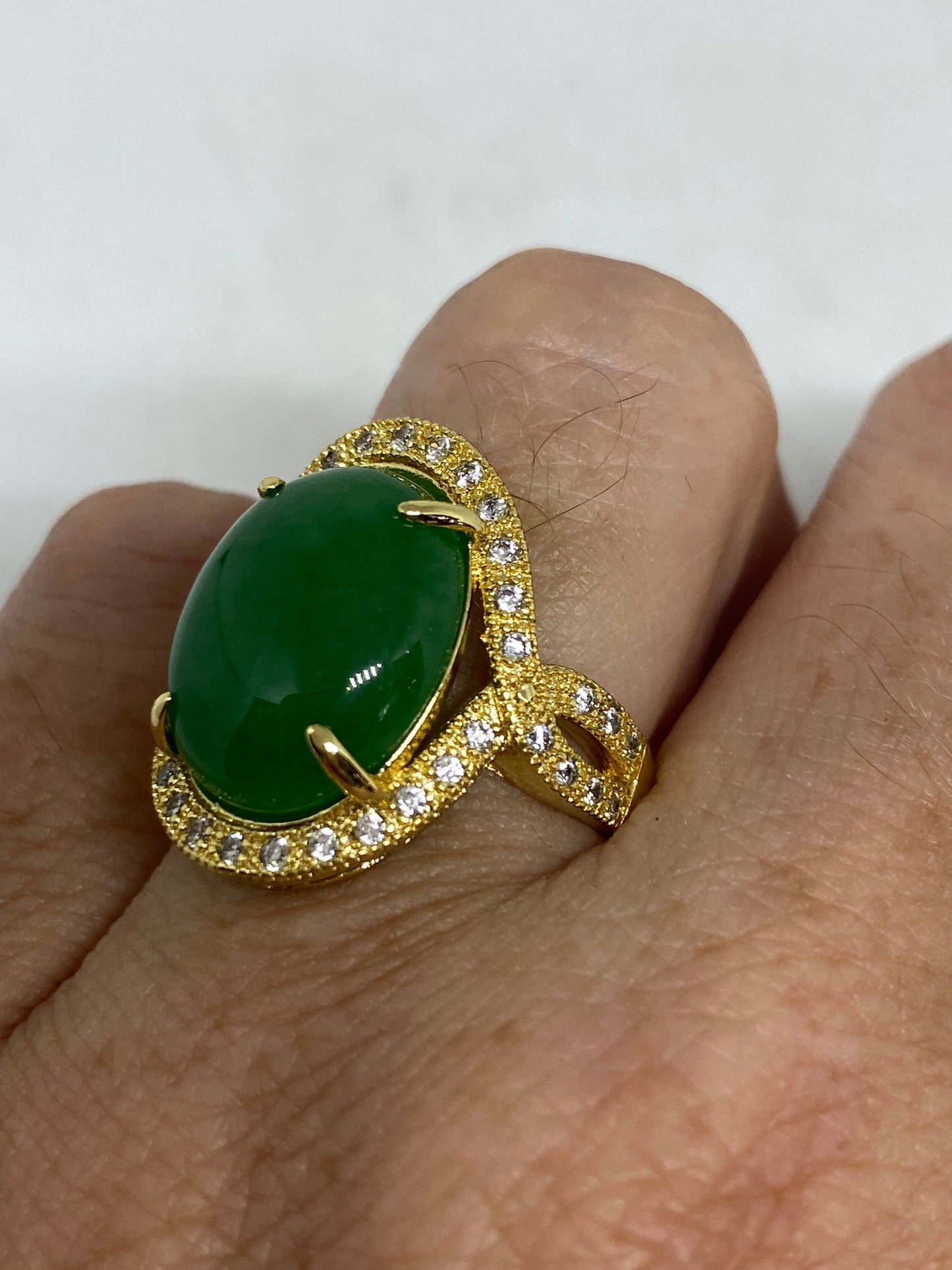 Vintage Lucky Green Nephrite Jade Ring