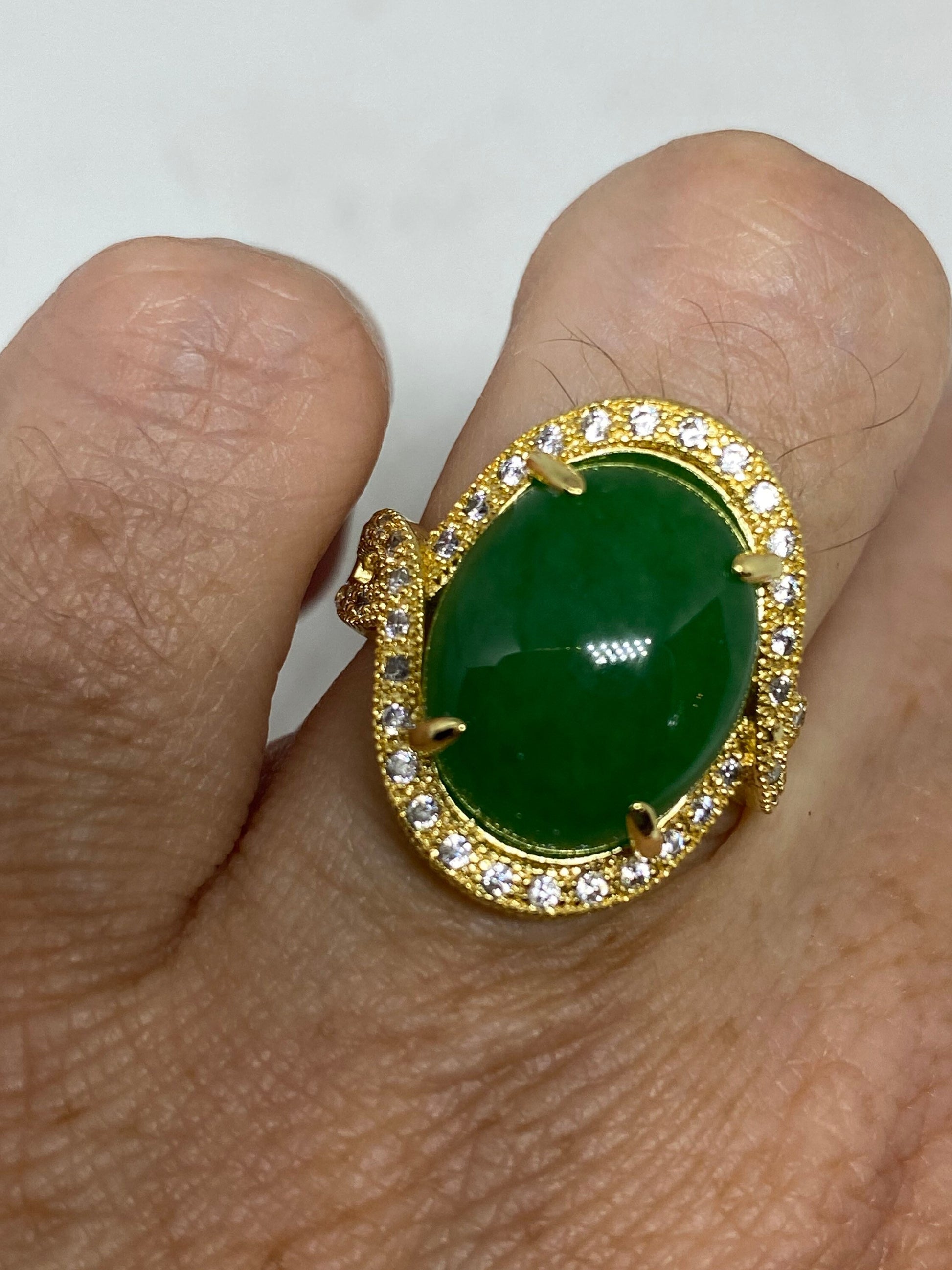 Vintage Lucky Green Nephrite Jade Ring