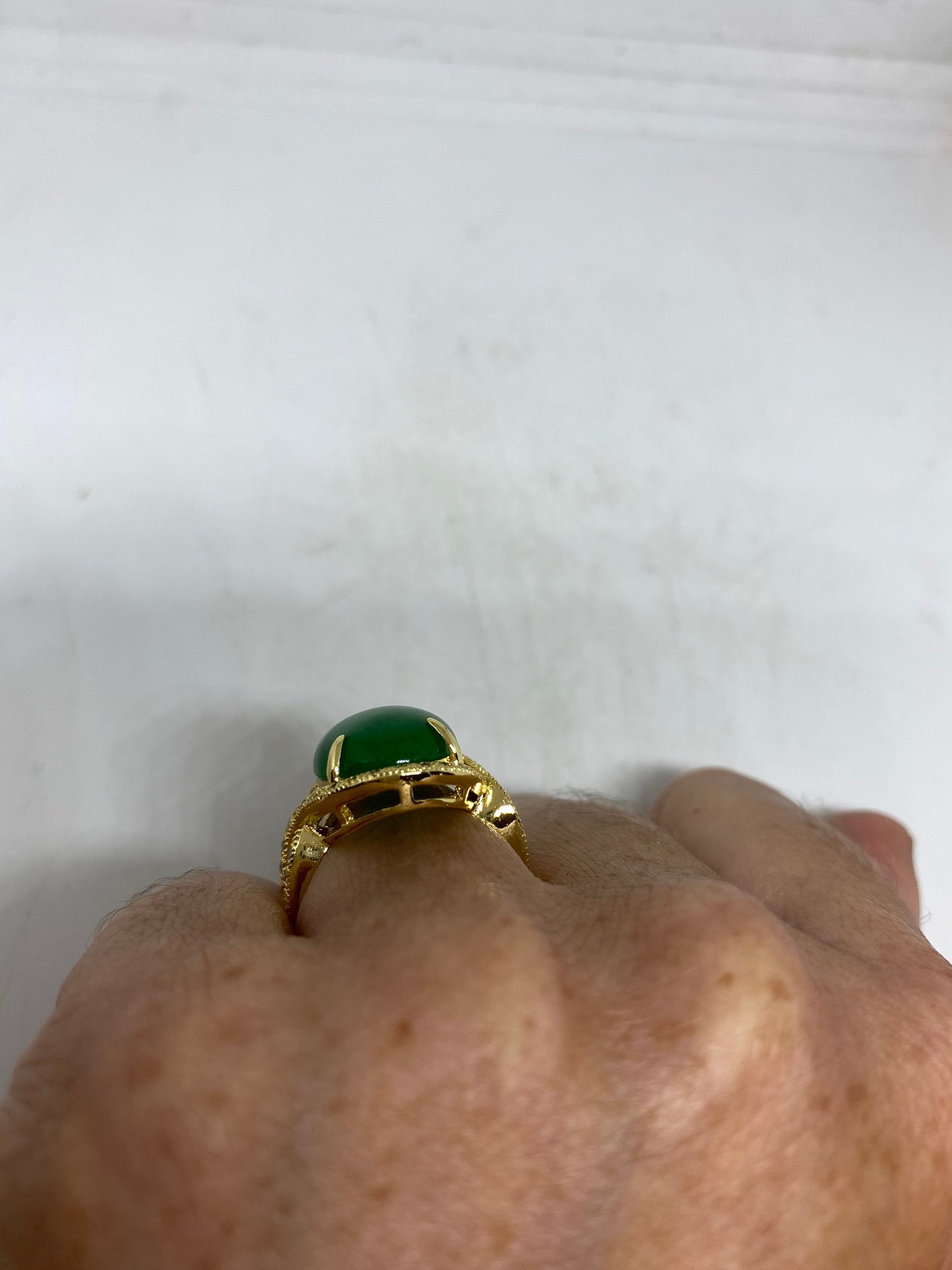 Vintage Lucky Green Nephrite Jade Ring