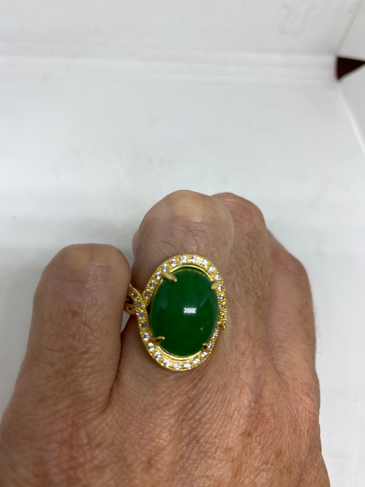 Vintage Lucky Green Nephrite Jade Ring