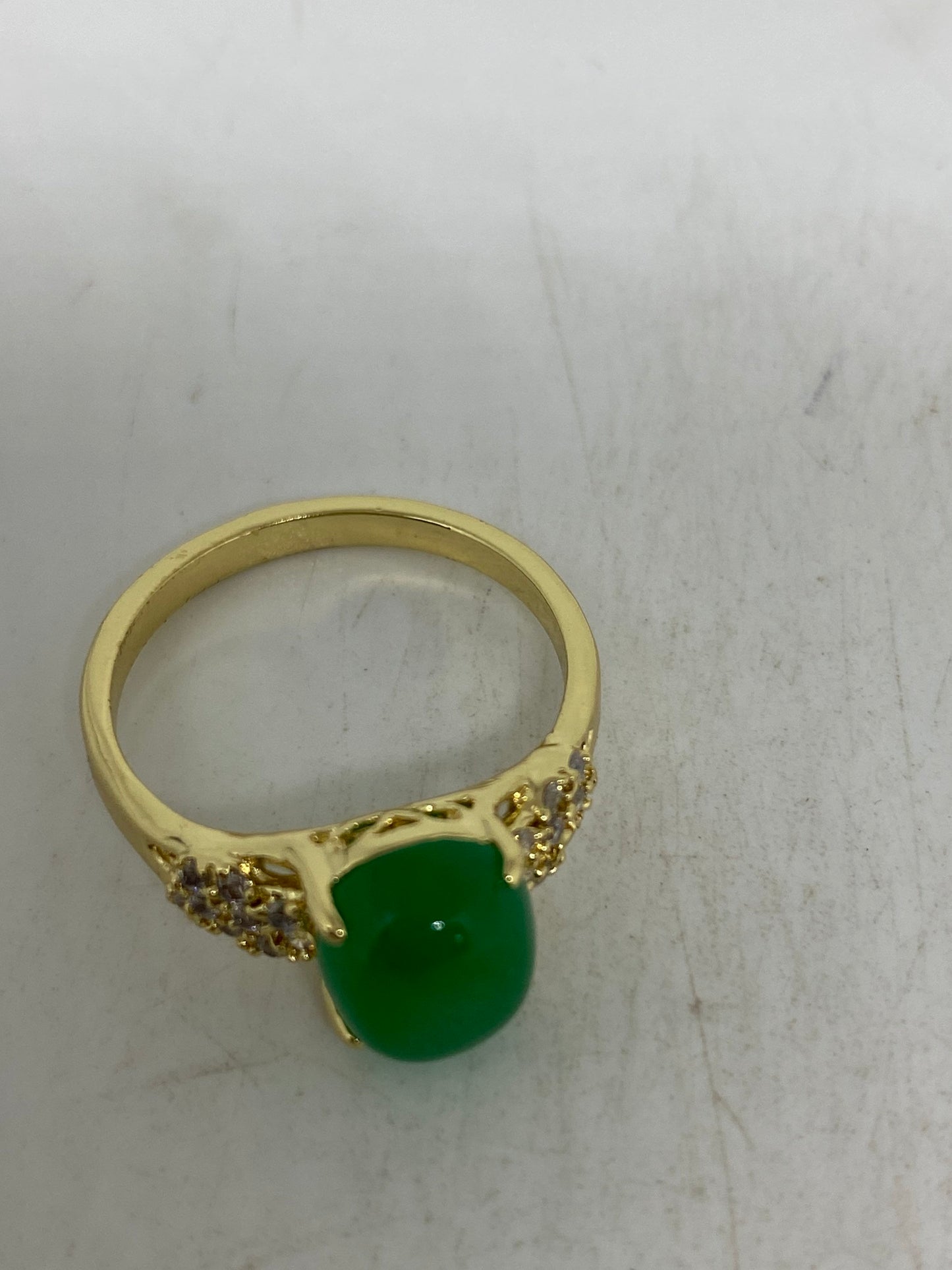 Vintage Lucky Green Nephrite Jade Ring