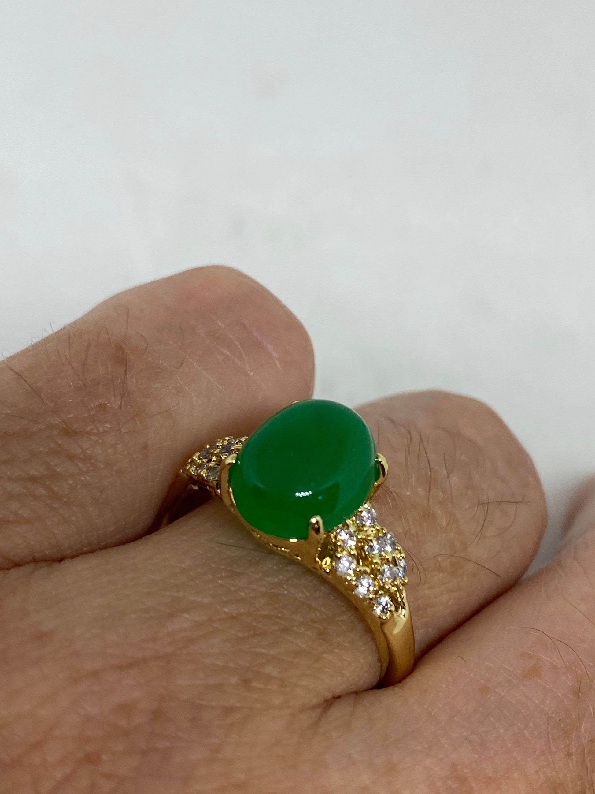 Vintage Lucky Green Nephrite Jade Ring