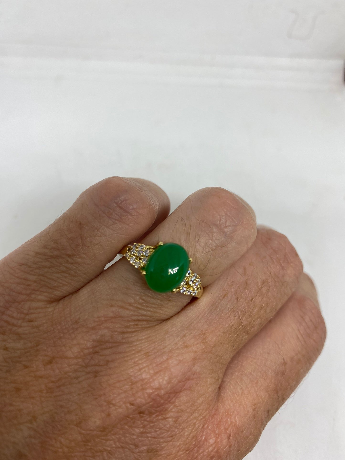 Vintage Lucky Green Nephrite Jade Ring