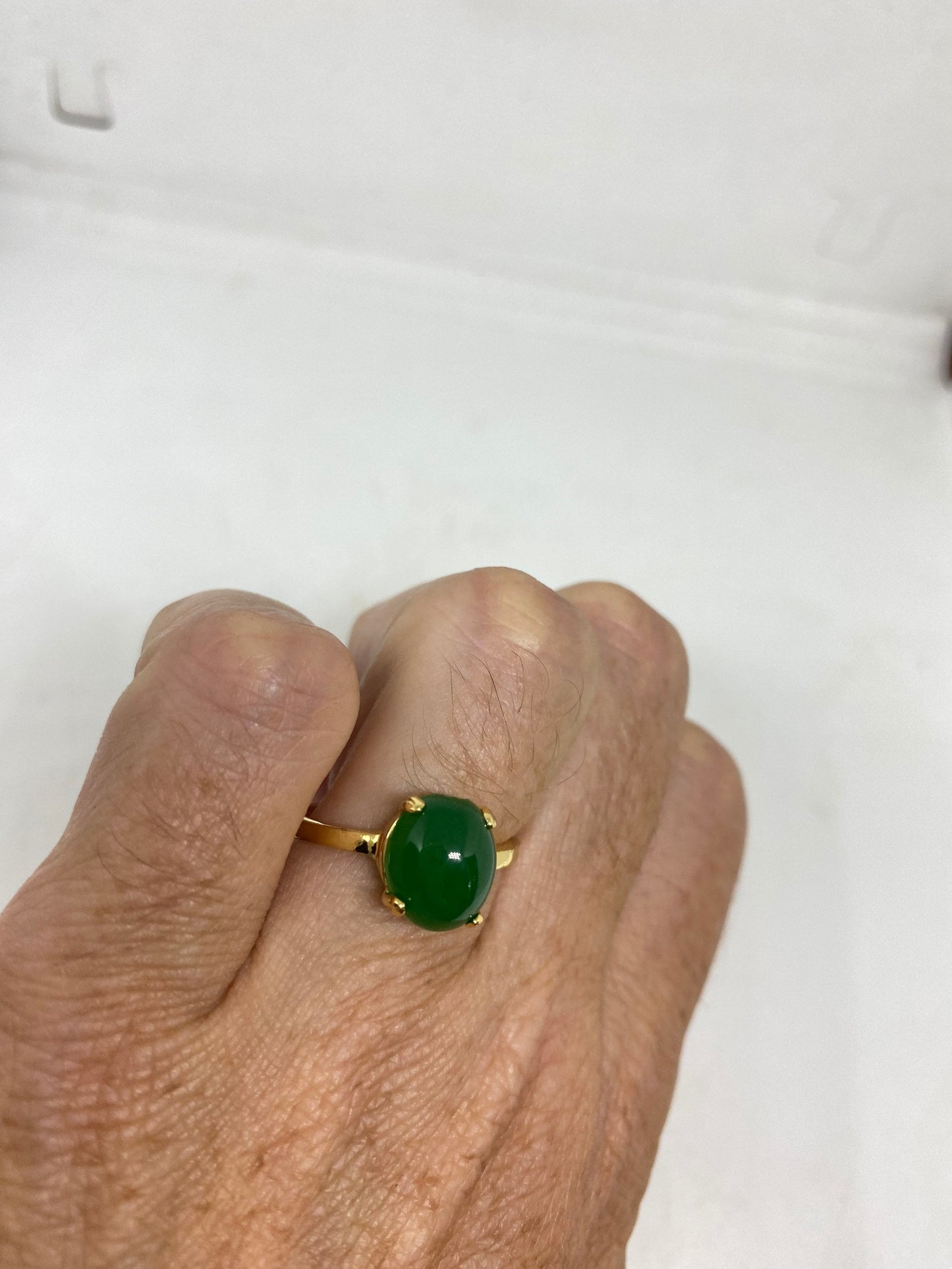 Vintage Lucky Green Nephrite Jade Ring