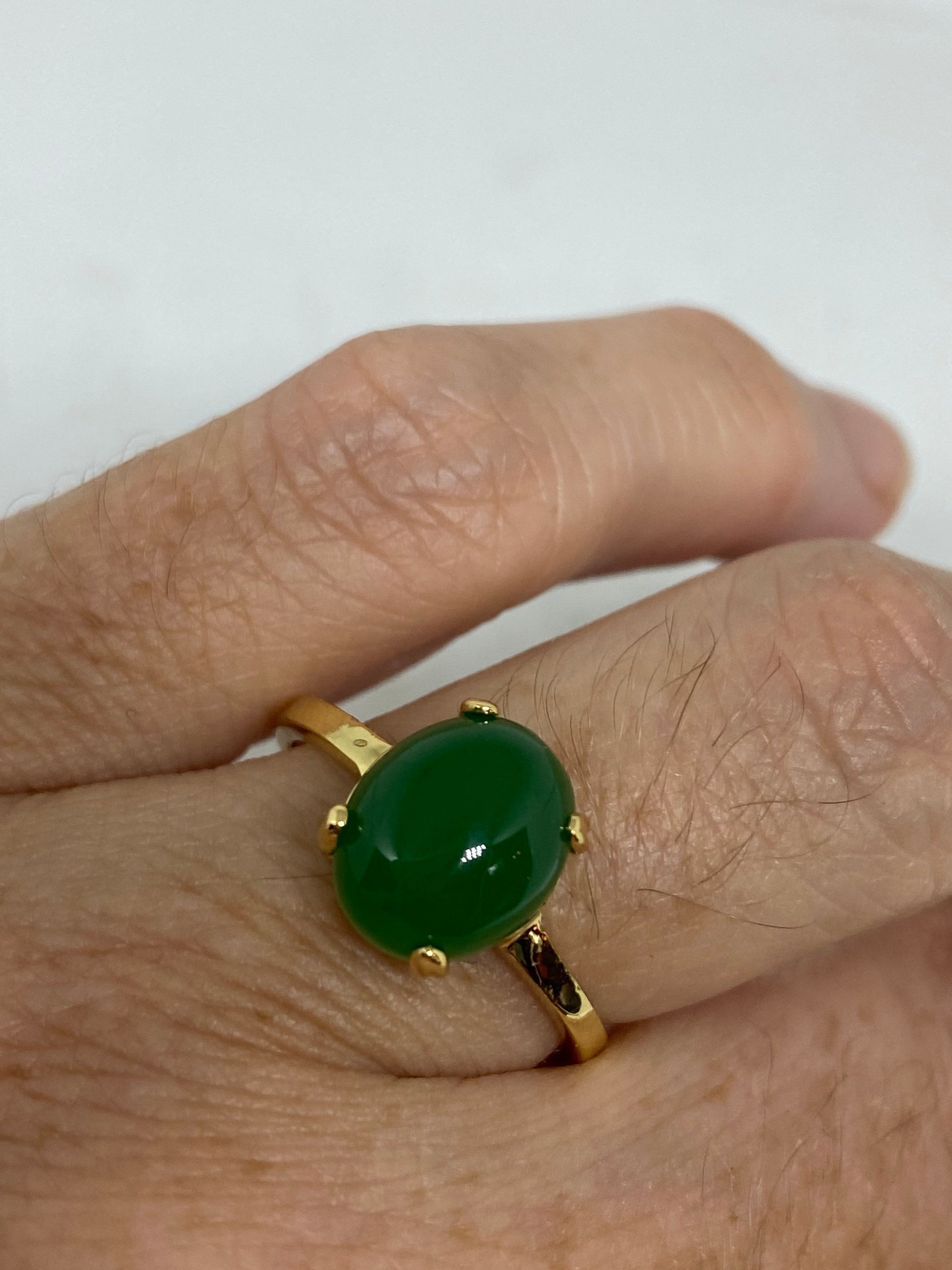 Vintage Lucky Green Nephrite Jade Ring