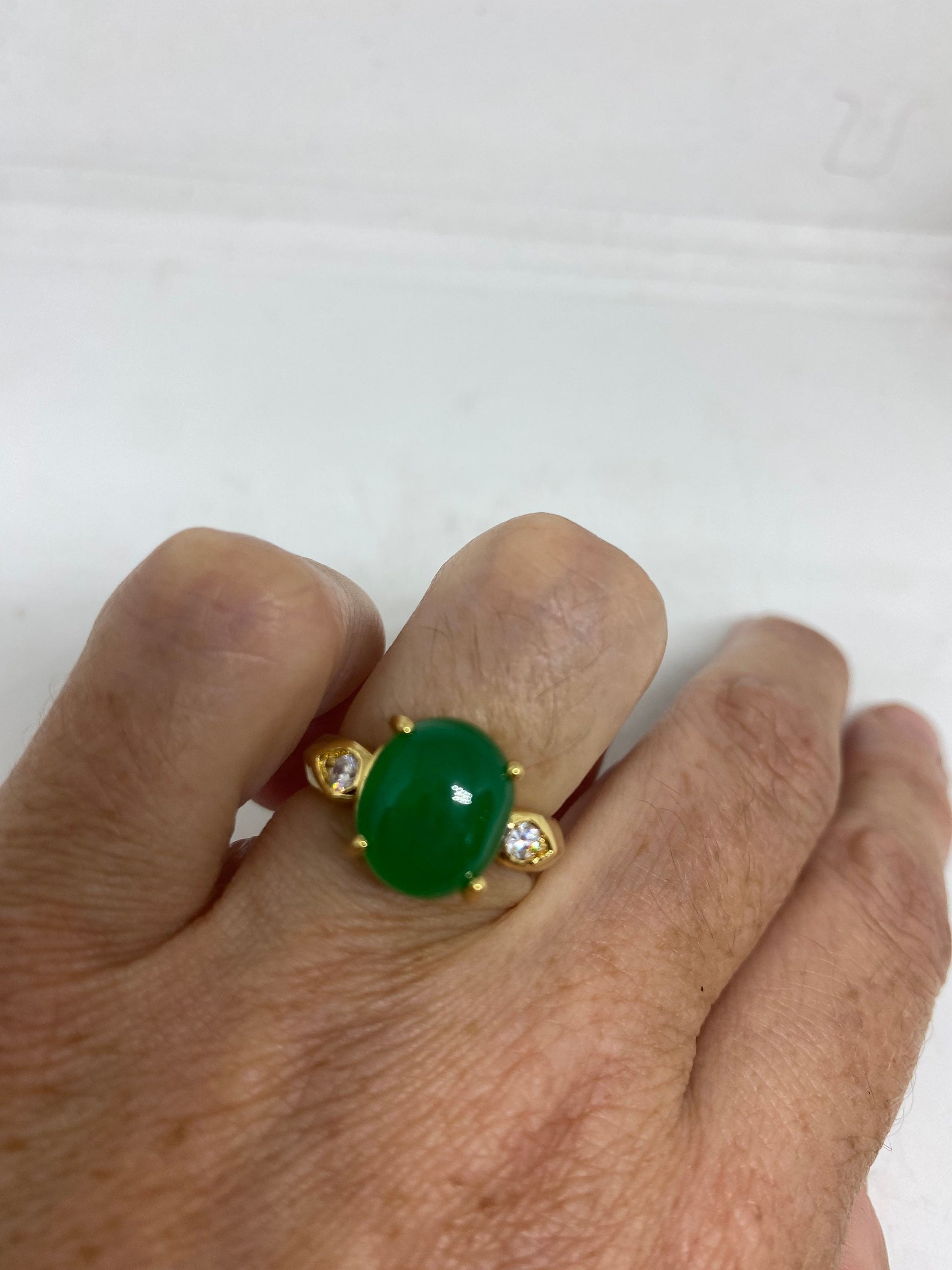 Vintage Lucky Green Nephrite Jade Ring