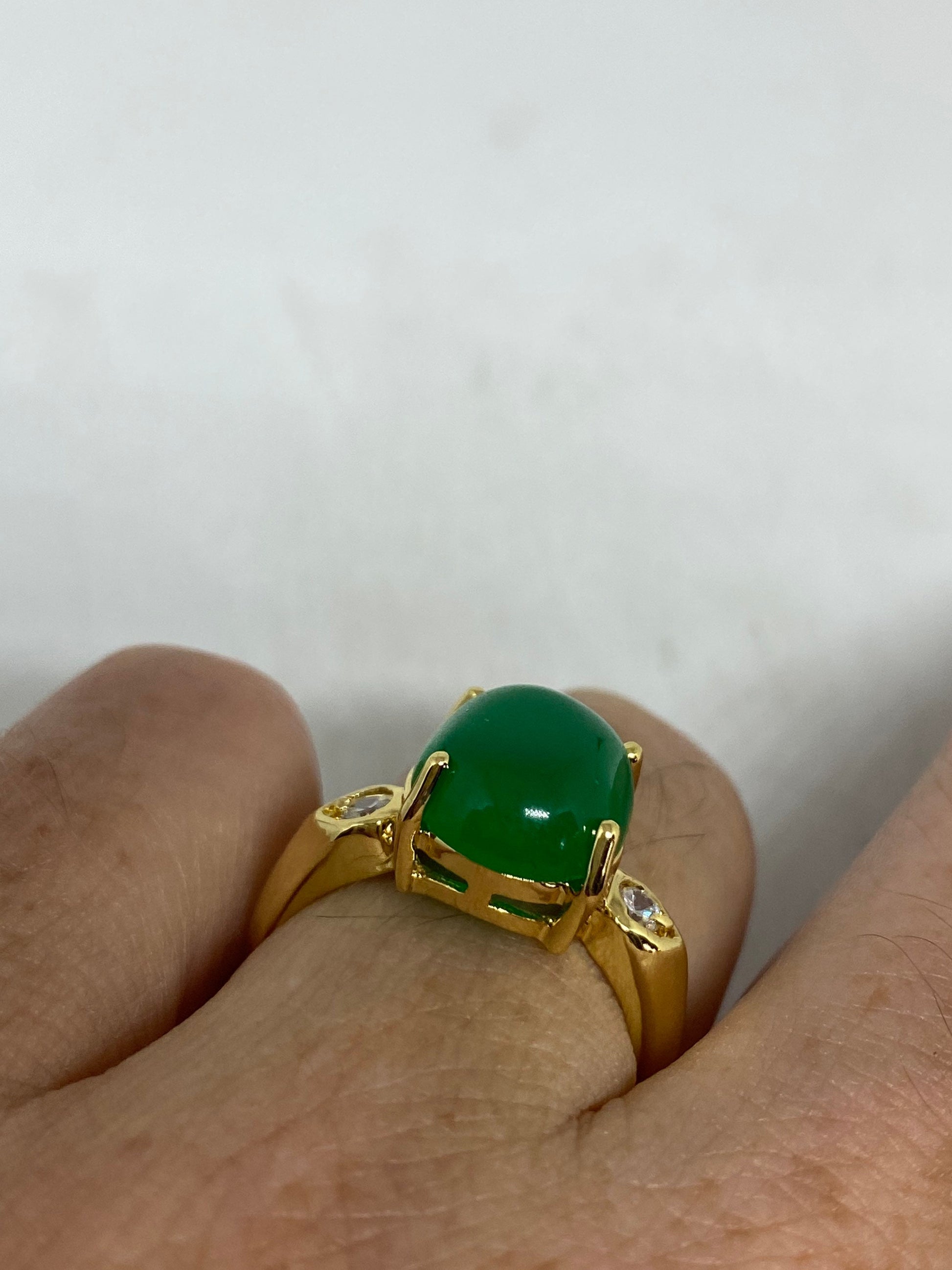 Vintage Lucky Green Nephrite Jade Ring