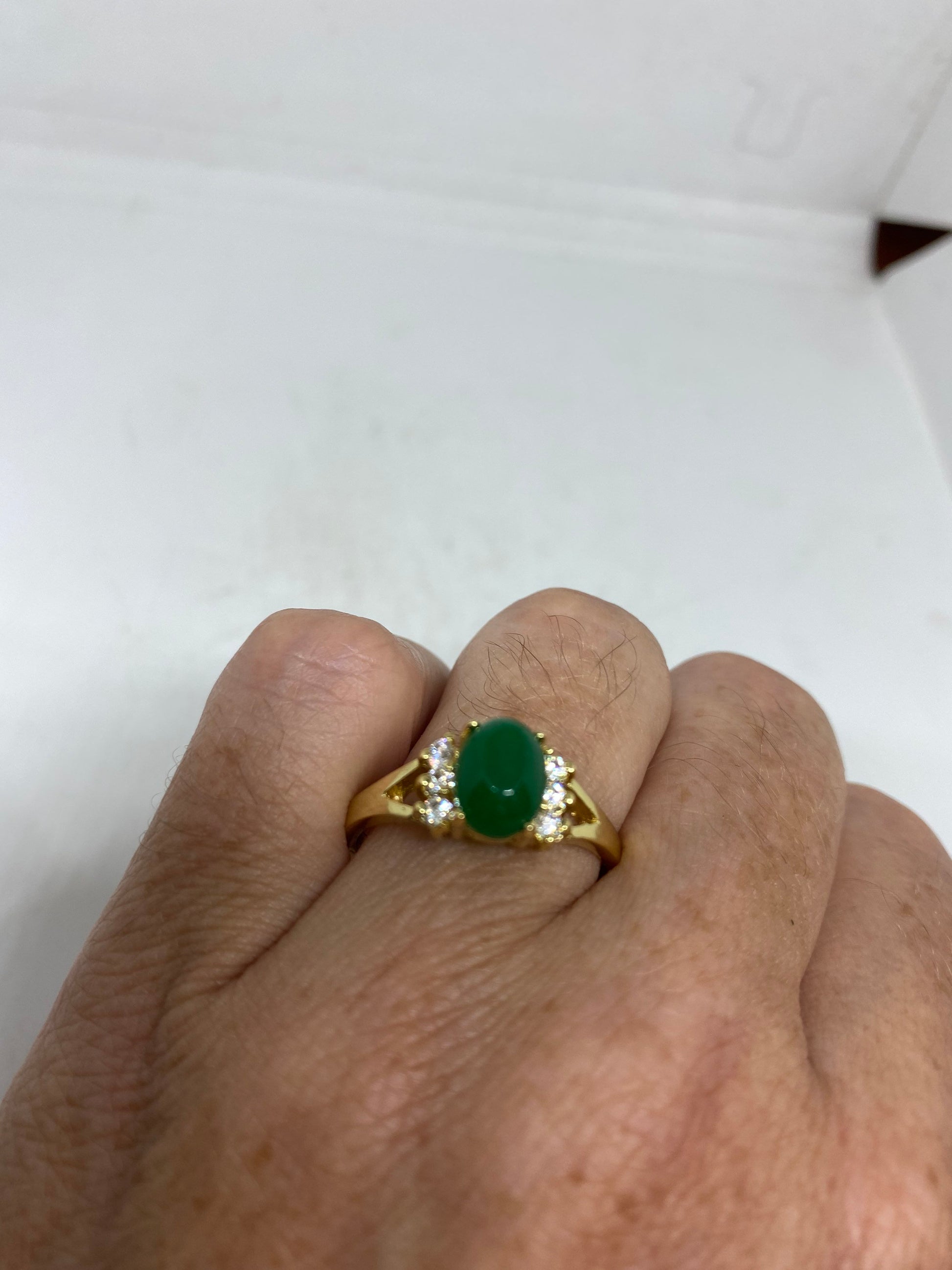 Vintage Lucky Green Nephrite Jade Ring