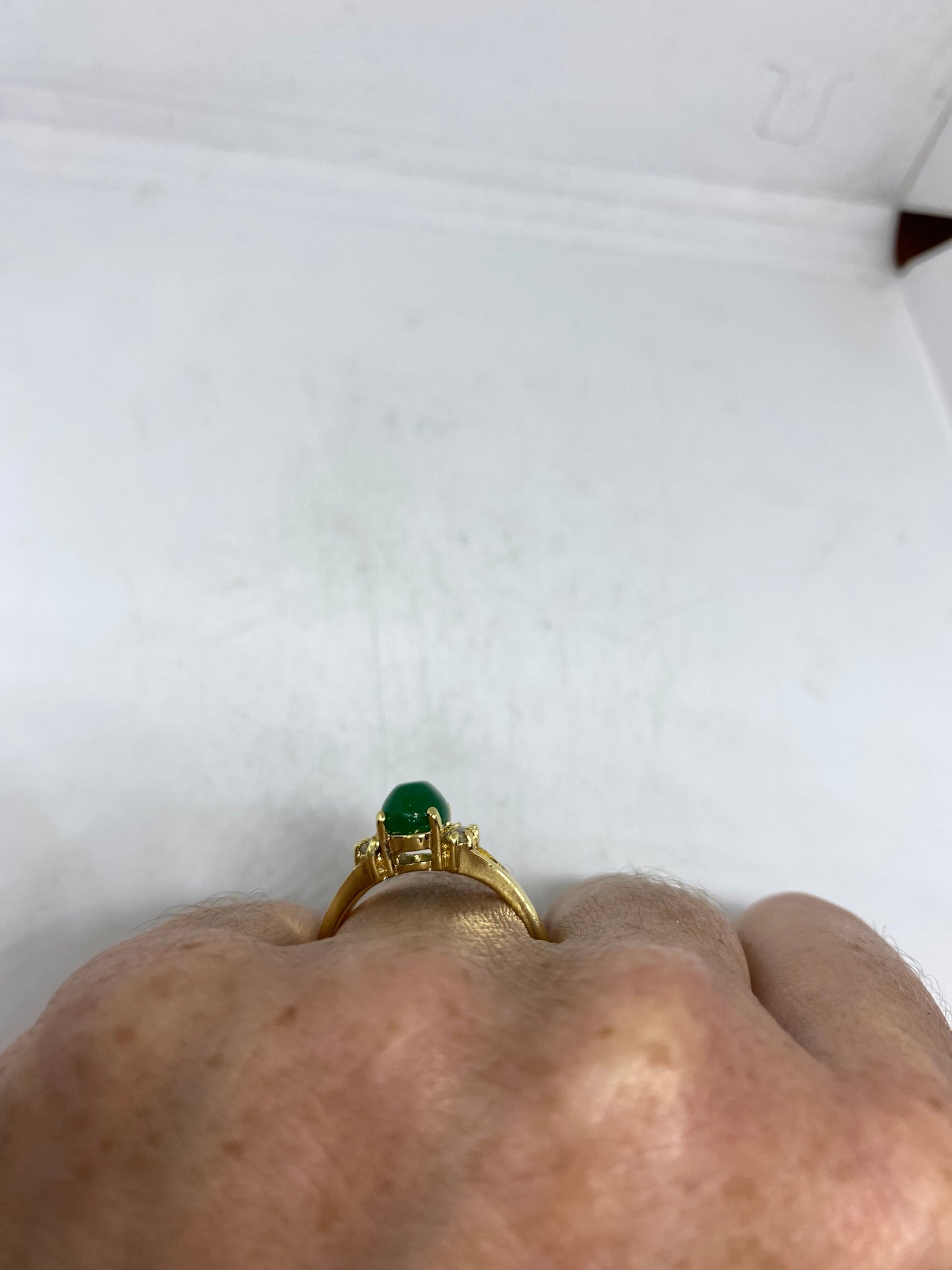 Vintage Lucky Green Nephrite Jade Ring