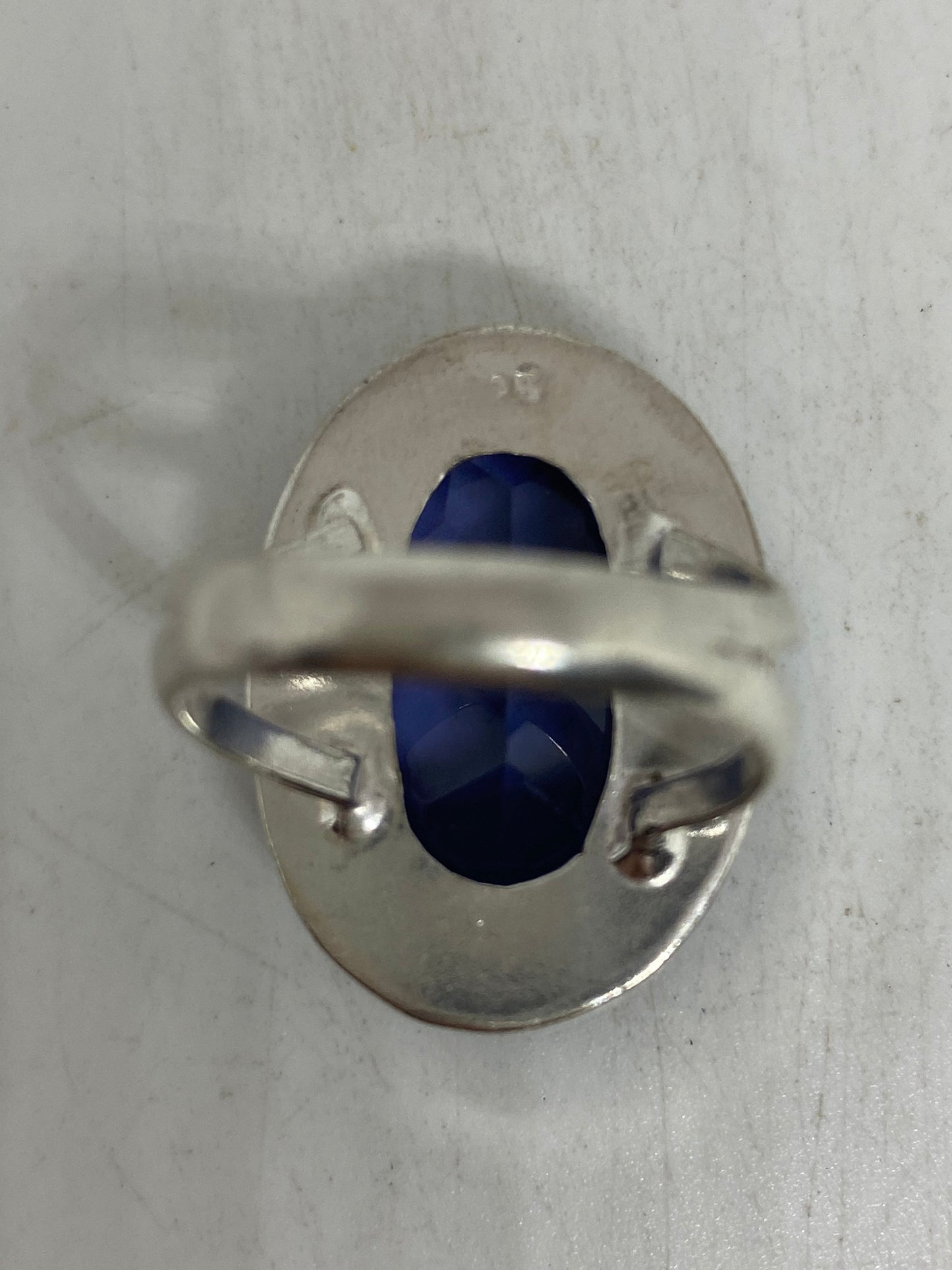 Vintage Blue Vintage Art Glass Ring About 1 Inch Long Knuckle Ring