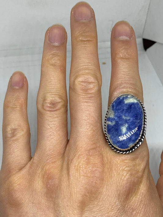 Vintage Blue Genuine Lapis Lazuli Ring Size 8.5