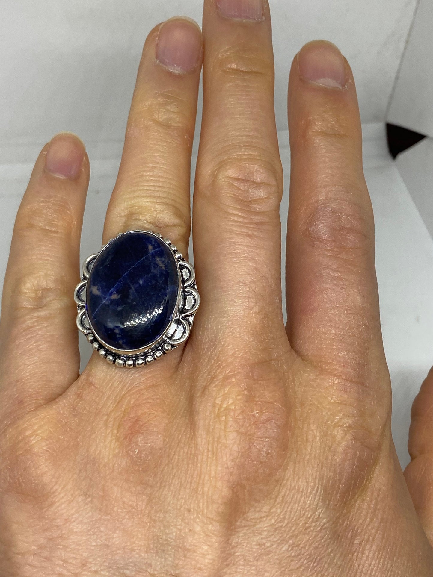 Vintage Blue Genuine Lapis Lazuli Ring Size 7.5