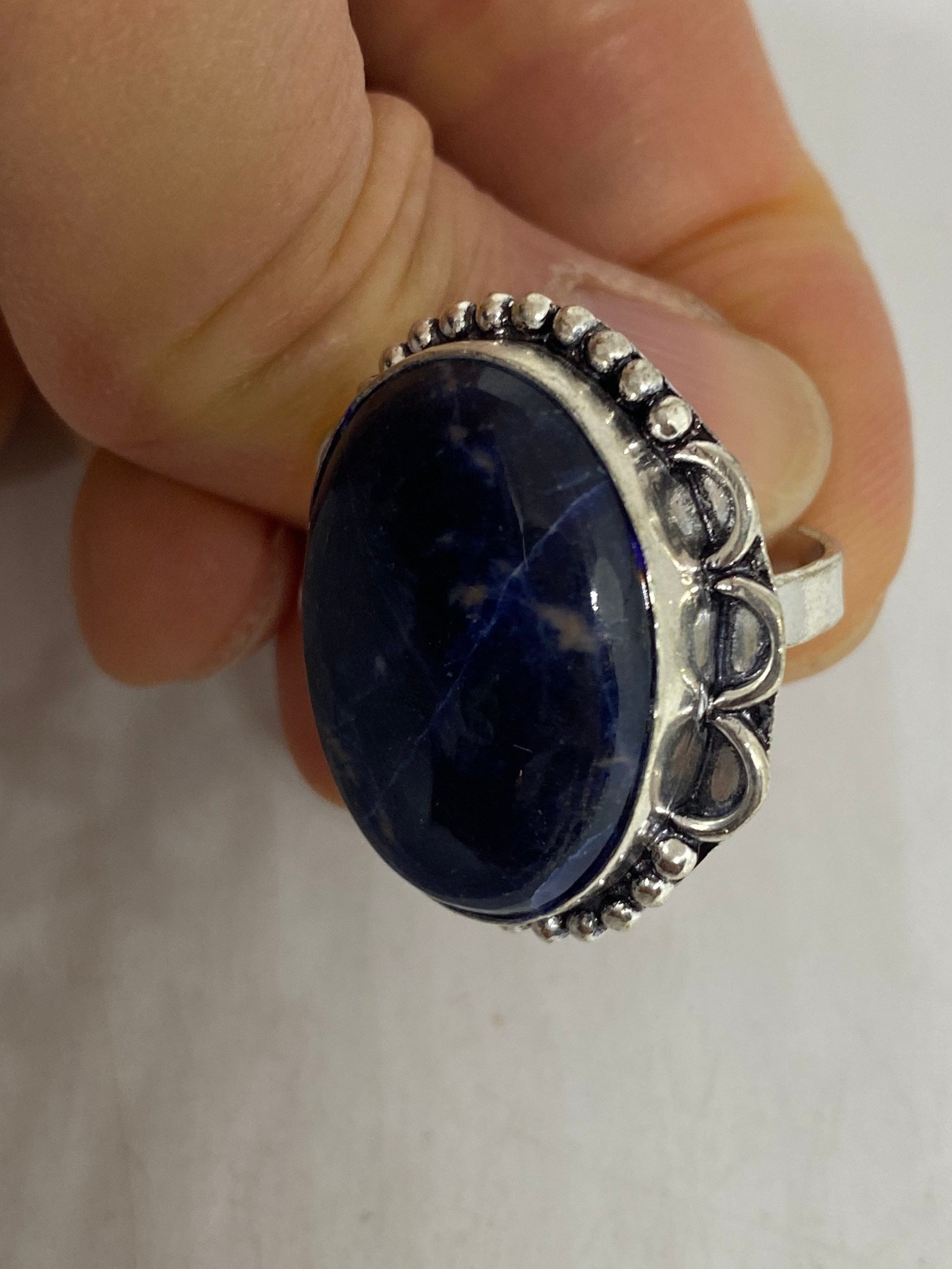 Vintage Blue Genuine Lapis Lazuli Ring Size 7.5